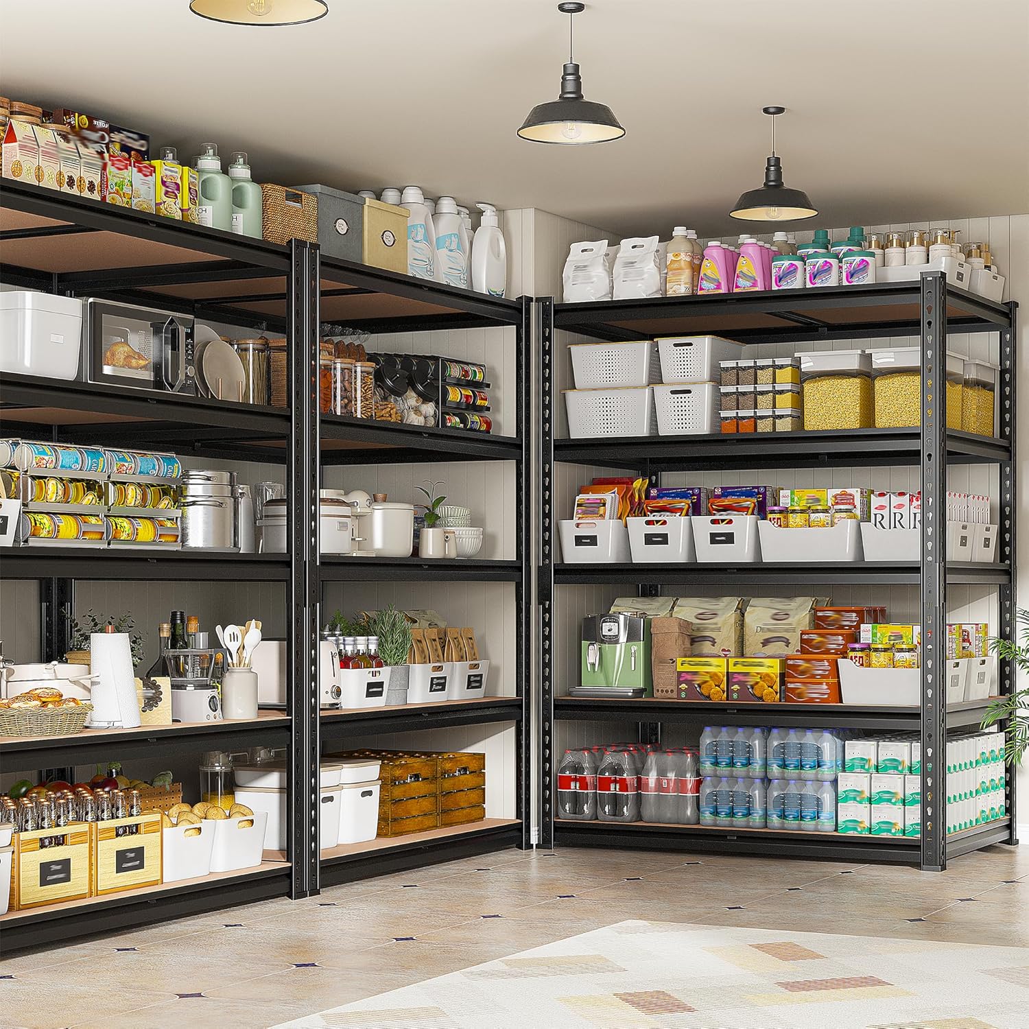 REIBII 2400LBS Garage Shelving 5 Tier Storage Shelves Heavy Duty, Adjustable Metal Shelving Unit, Garage Shelves for Basement, Warehouse, Pantry, Closet, Kitchen 72" H x 35.55" W x 16" D, 2 Pack | Heavy Duty, Adjustable, 2020LBS Capacity, Garage, Pantry, Closet - Image 7