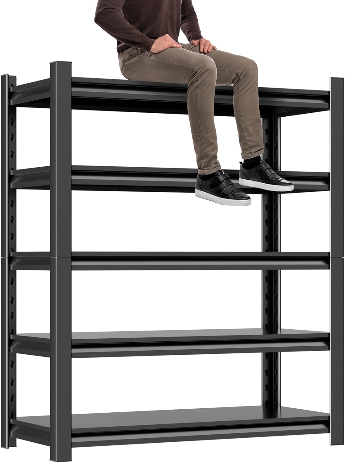 Garage Shelving Unit 24" D x 48" W x 72" H Heavy Duty Storage Shelves Easy Assembly 5 Tier Adjustable Metal Shelving Utility Shelf Rack Garage Storage Organizer for Basement, Warehouse