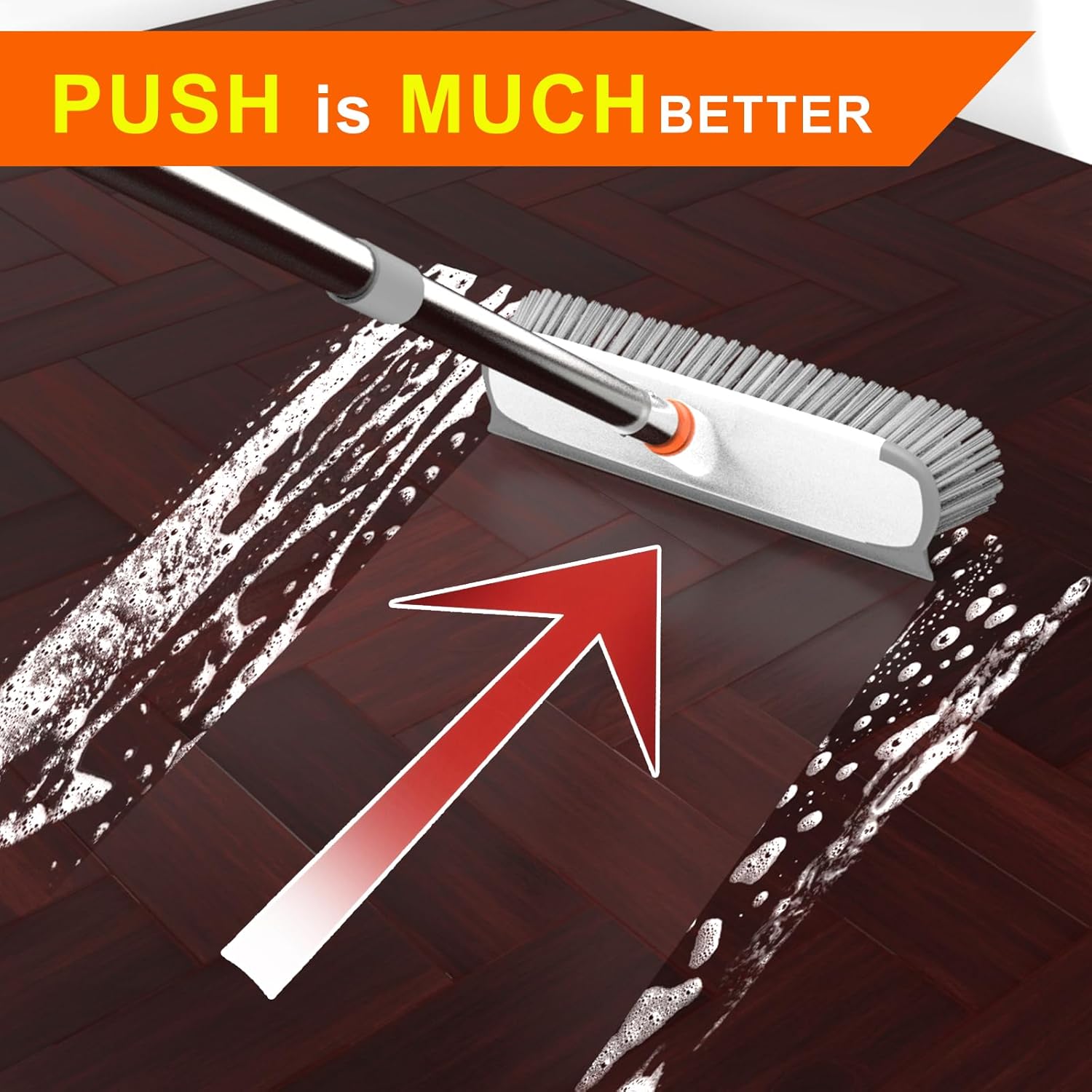 Heavy Duty Floor Scrub Brush and Grout Cleaner Tool with Long Handle Deck Brush with Stiff Bristles Outdoor Scrubber for Cleaning Deck Tile Kitchen Swimming Pool Bathroom(2 Pack Brush Head) - Image 4