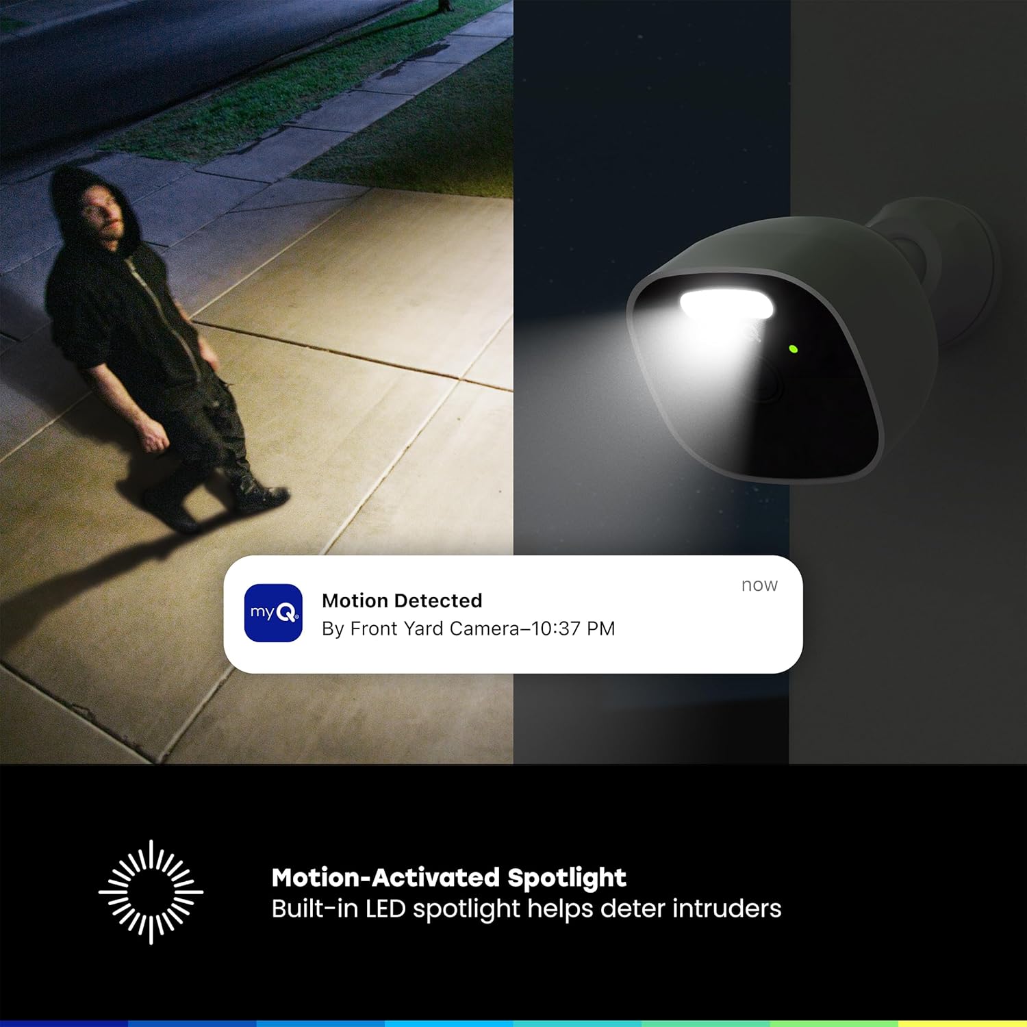 myQ Outdoor Battery Camera | 2K Camera, Color Night Vision, Spotlight, Motion Alerts, Live View with Two-Way Talk, Wireless, Weather-Resistant, Outdoor, White, 3 Pack - Image 3