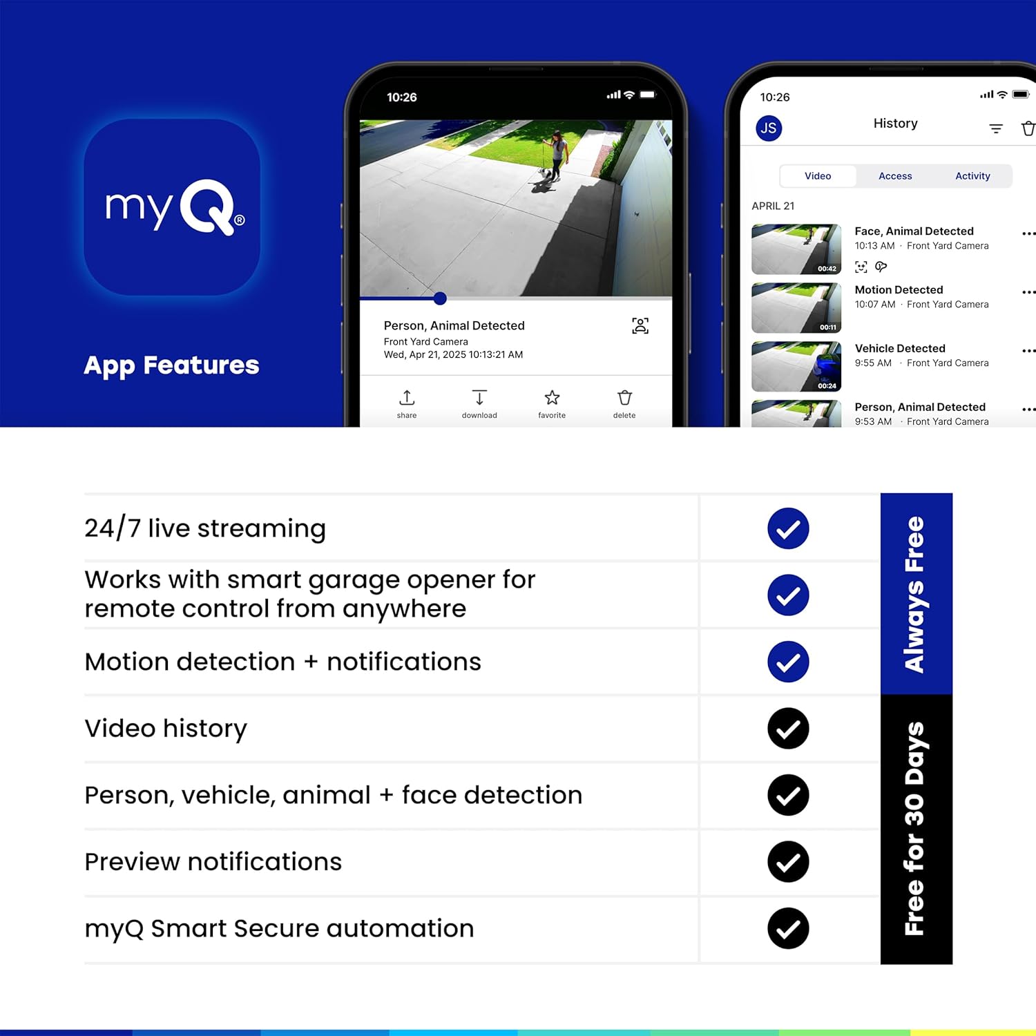 myQ Outdoor Battery Camera | 2K Camera, Color Night Vision, Spotlight, Motion Alerts, Live View with Two-Way Talk, Wireless, Weather-Resistant, Outdoor, White, 3 Pack - Image 10