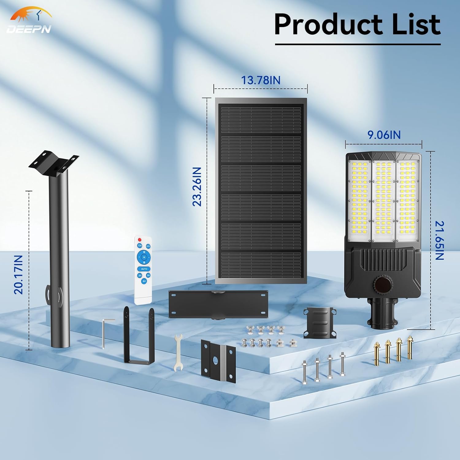 Deepn 10000W Solar Street Lights Outdoor Commercial Parking Lot Lights Aluminum LED Security Flood Light with Motion Sensor & Dusk to Dawn, Solar Outdoor Lights Waterproof for Yard, SZ3000, 1Pack - Image 7