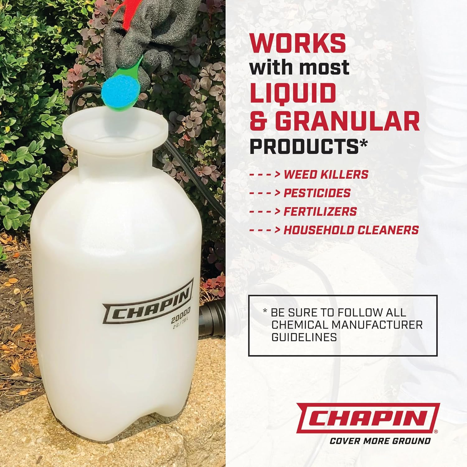 Chapin 22000 Pump Sprayer, 1-Gallon, Lawn & Garden, Translucent Poly Tank, Funnel-Top, SureSpray, Anti-Clog Filter, Adjustable Cone Nozzle & 34" Hose for Fertilizer, Weed & Pest Applications, 2 Pack - Image 3