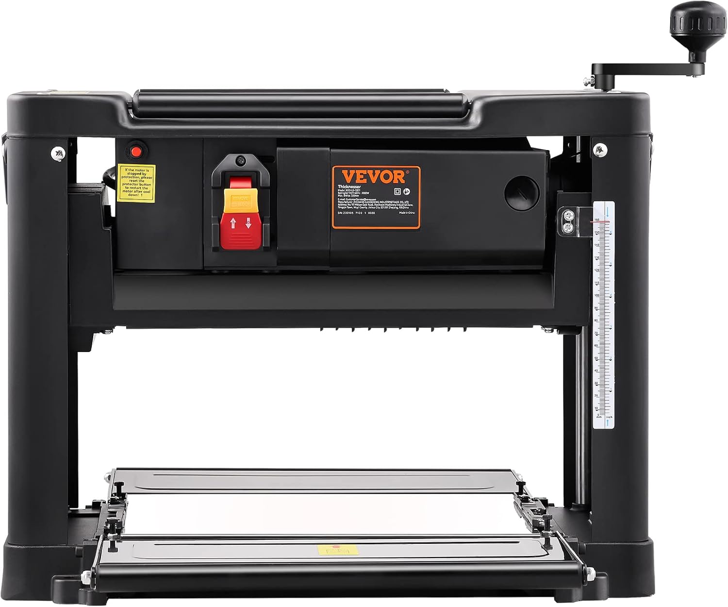 VEVOR Thickness Planer, Two-Blade, 13" Width Worktable Benchtop Planer, 15-Amp 2000W Powerful Motor, 12" Extended Infeeding Table, Low Noise for both hard & soft wood material removal - Image 9