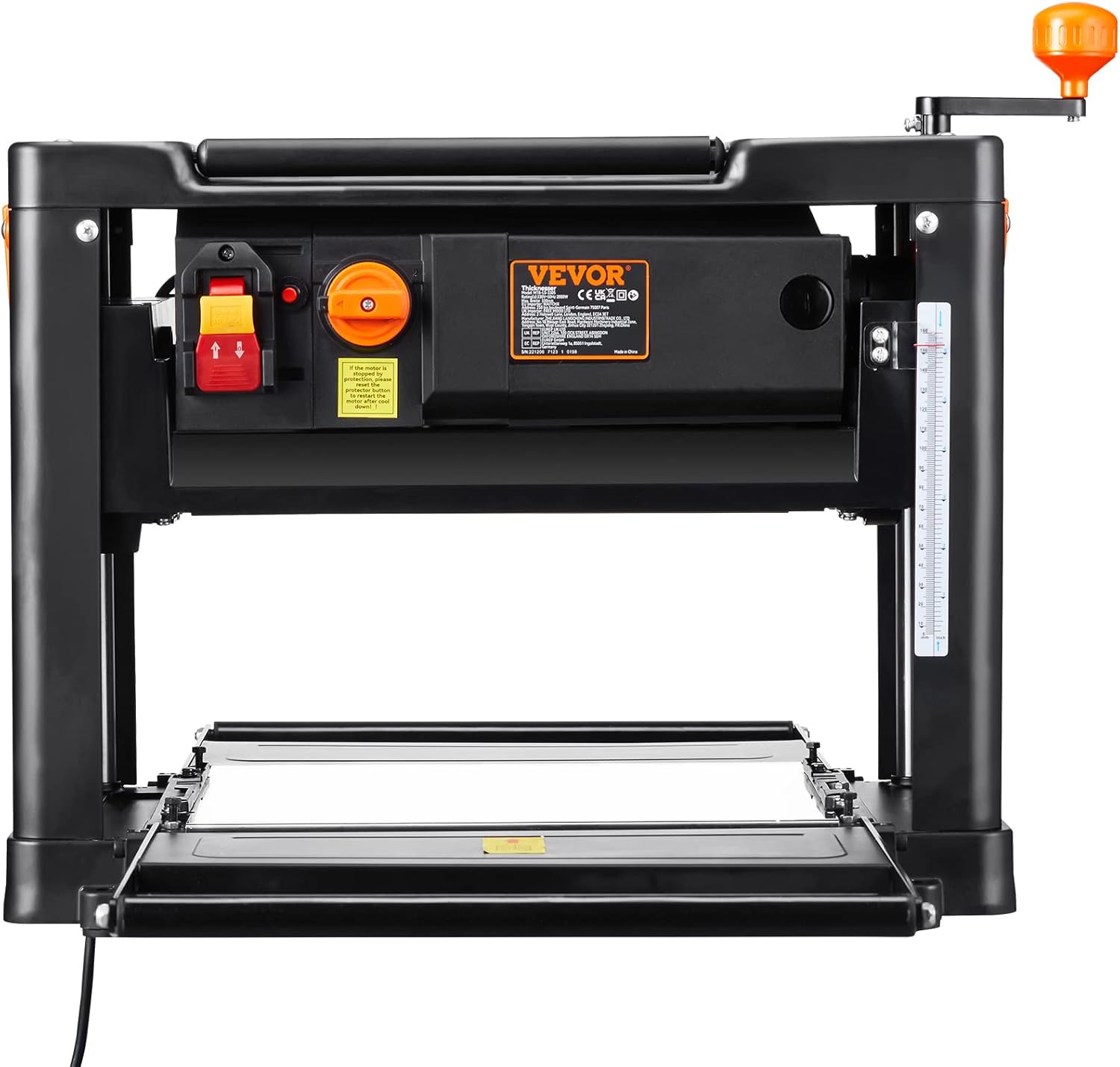 VEVOR Power Benchtop Planers, Three-Blade, Two Speed, 13" Width Worktable Thickness Planer with Extended Infeeding Table, Low Noise for both hard & soft wood material removal - Image 9