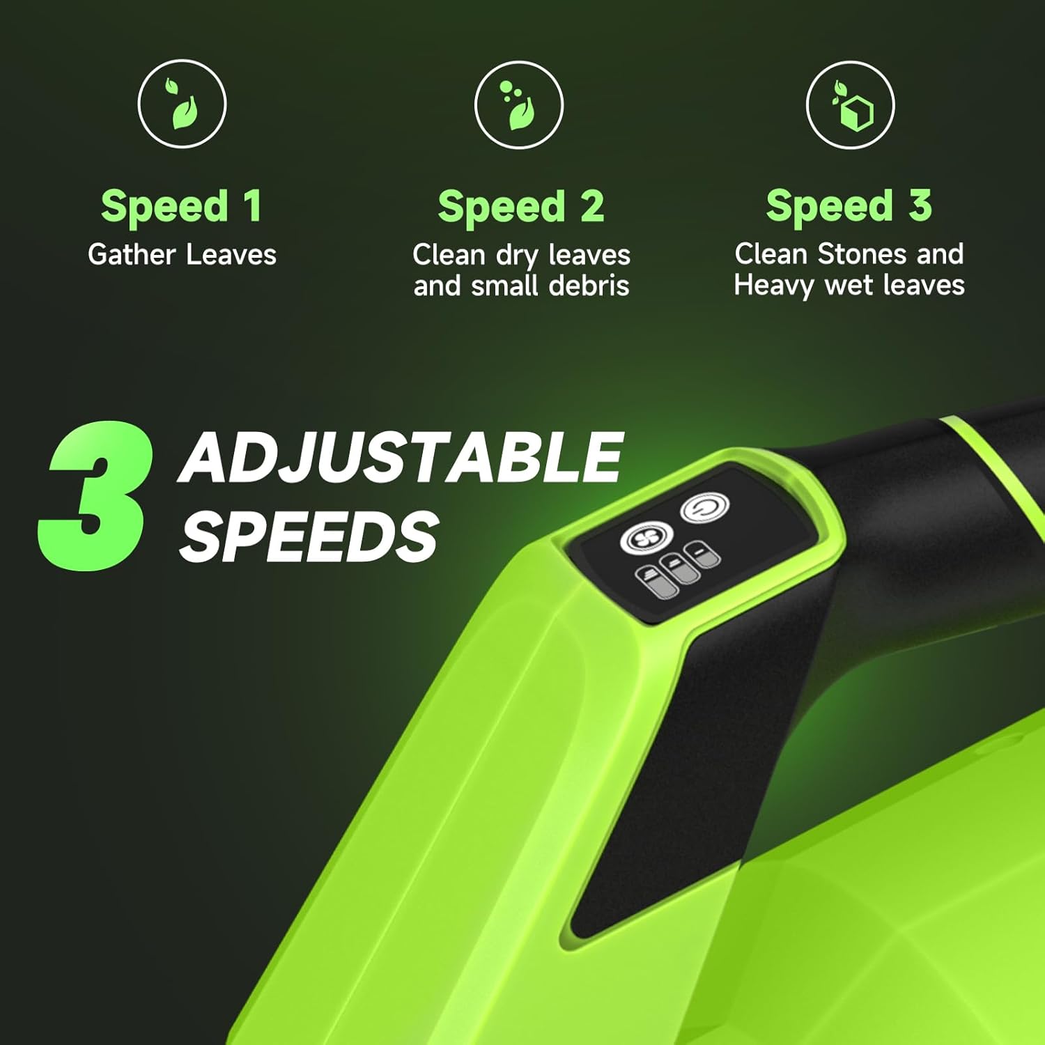 Leaf Blower Cordless, 650CFM Electric Leaf Blowers with 2 x 5.2Ah Batteries and Charger, 3 Speed Modes, 1 x Adjustable Shoulder Strap, Powerful Blowers for Lawn Care, Patio, Dust, Blowing Leaves - Image 3