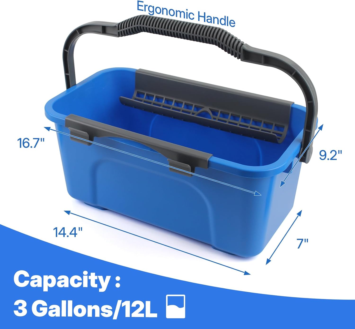 Window Cleaning Kit with Bucket 3 Gallon, 14" Window Squeegee and 15" Scrubber with 61" Long Handle, Professional Window Washing Equipment Cleaner Tool for Home Outdoor Commercial Use - Image 3