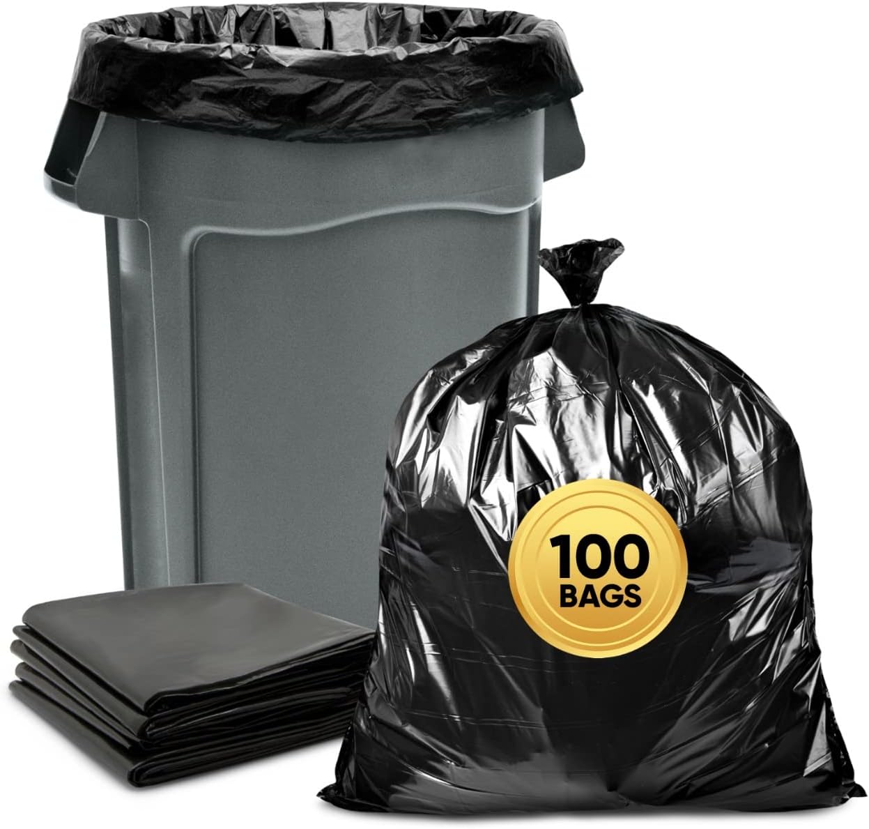 Tasker 44-45 Gallon Trash Bags Heavy Duty, (Value 100 Bags w/Ties) Extra Large Black Trash Bags - 39 Gallon - 40 Gallon - 42 Gallon - 45 Gallon - Large Black Garbage Bags Heavy Duty - Image 9
