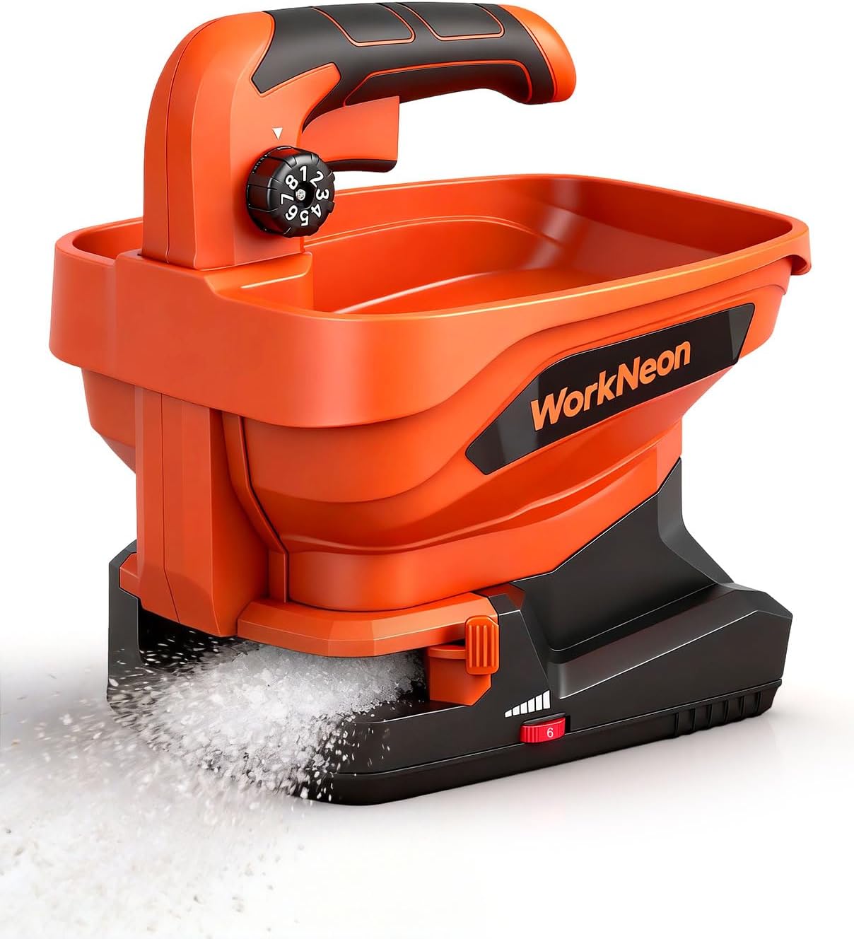 Battery Powered Seed Spreader, 7.2V Salt Spreader for Snow, Ice Melt Spreader, Rechargeable Grass Seed Spreader with 8-Level Settings and 3.3L Large Capacity