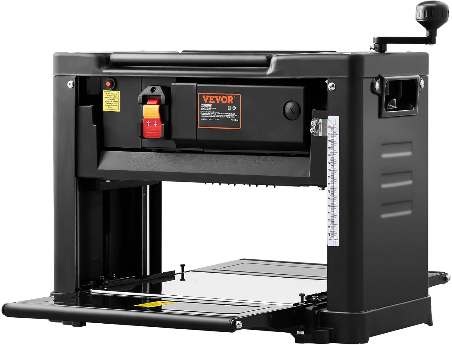 VEVOR Thickness Planer, Two-Blade, 13" Width Worktable Benchtop Planer, 15-Amp 2000W Powerful Motor, 12" Extended Infeeding Table, Low Noise for both hard & soft wood material removal - Image 11