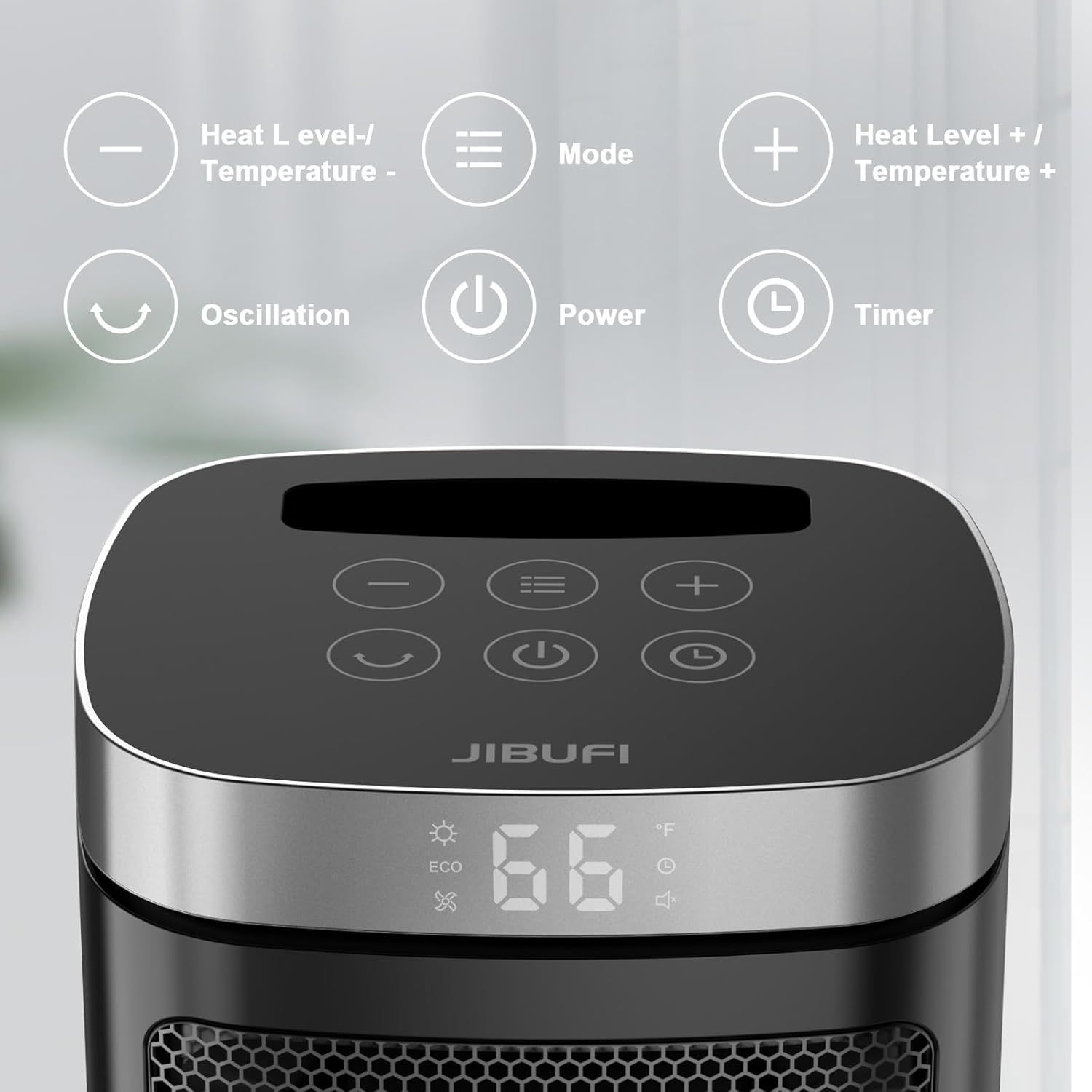 Small Portable Space Heater for Indoor Use - with 70°Rotating Feature, JIBUFI 1500W PTC Electric Heater, Rapid and Safe Heating, Remote Control, 1-12 Hr Timer for Bedroom, Office - Image 2