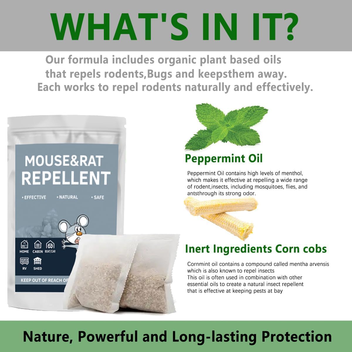 Mouse Repellent Pouches 10 Pack High Potency Peppermint Oil Rodent Deterrent for House, Car Engines & RV Long Lasting Indoor Mice Repellent for Garage, Attic & Storage - Image 4