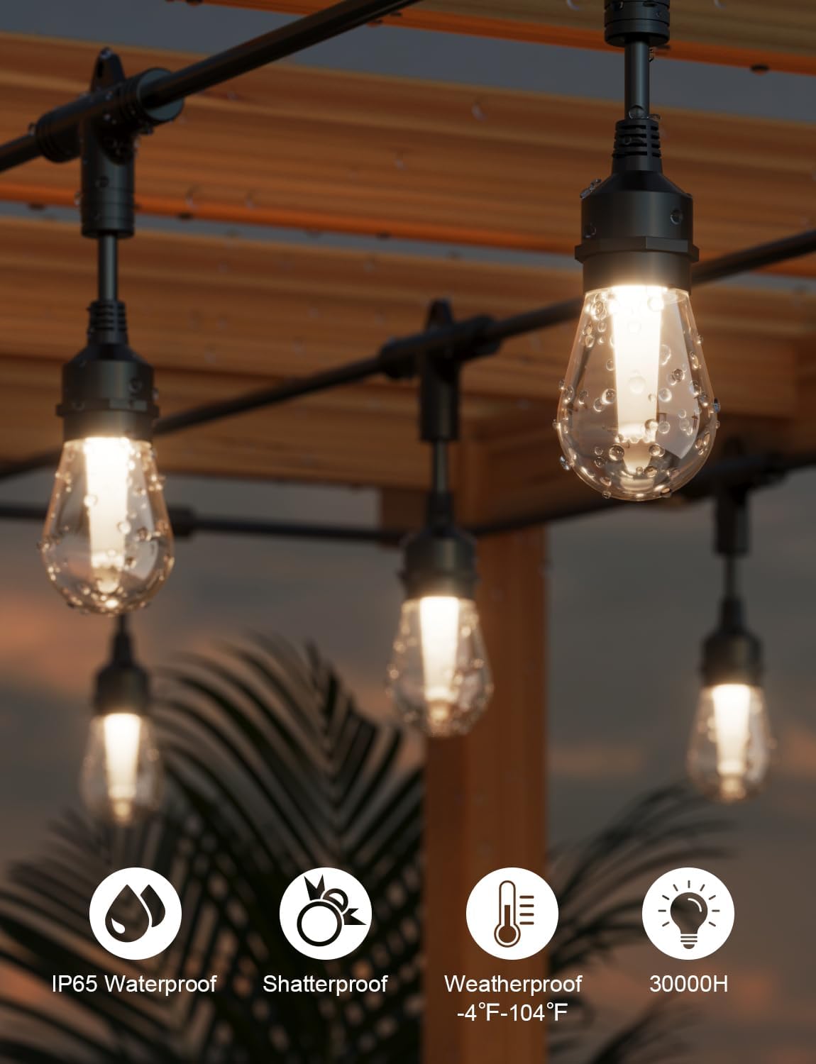 XMCOSY+ Smart Outdoor String Lights, 123Ft Patio Lights Waterproof, App Control, Compatible with Alexa, RGBCWIC Color Changing LED String Light for Outside - Image 7
