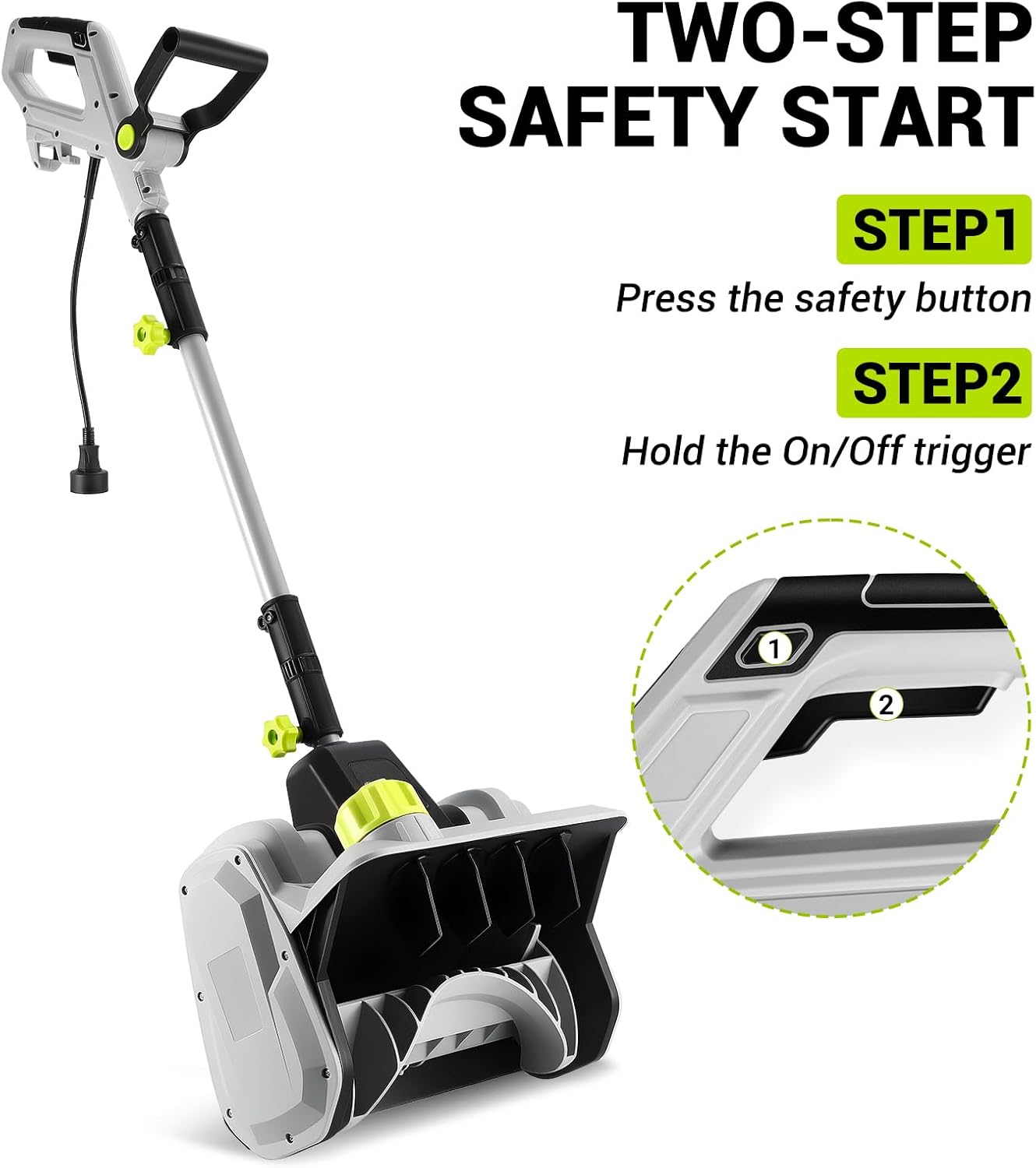 14-Inch Corded Electric Snow Blower, 1500w High-Power Snow Blower, 3500rpm Speed, 20-Foot Snow Throwing Distance with Adjustable Chute and 12A Brushed Motor, Suitable for Yards, Driveways, Sidewalk - Image 5