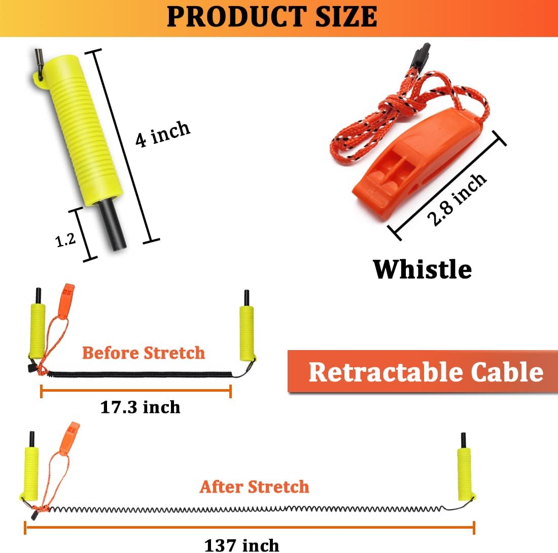 Retractable Ice Safety Picks- 11.5FT Extra Long Lanyard, Safety Whistle & Protective Covers, Durable Emergency Self-Rescue Spikes for Ice Fishing, Skating, Ice Walking & Winter Ice Activities - Image 6