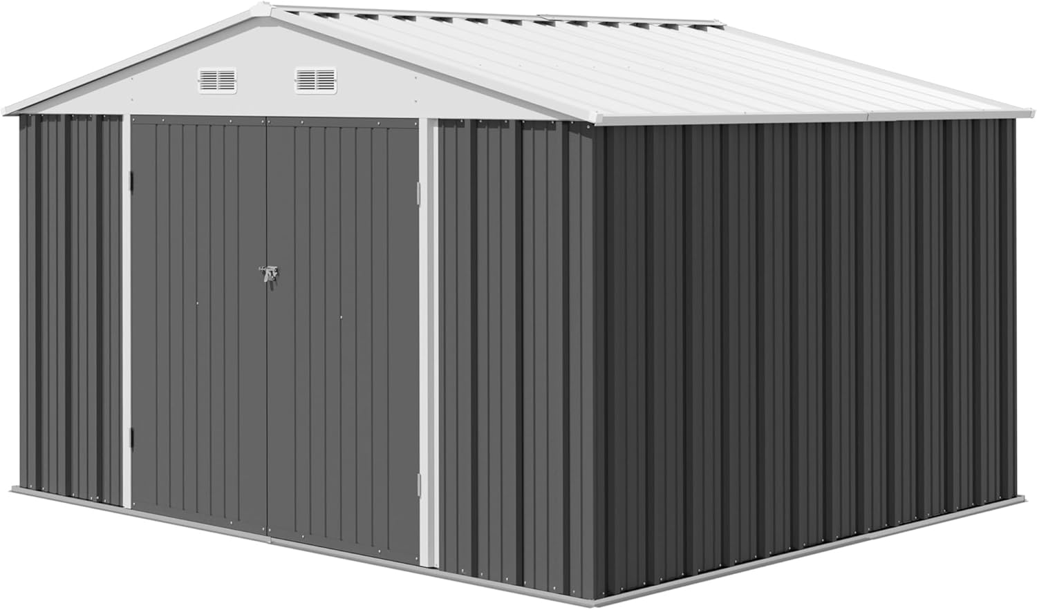Devoko 10 x 8 FT Outdoor Storage Shed, Metal Garden Sheds & Outdoor Storage Clearance, Large Tool Shed Outdoor with Single Lockable Door for Patio Lawn Backyard (Gray) - Image 7