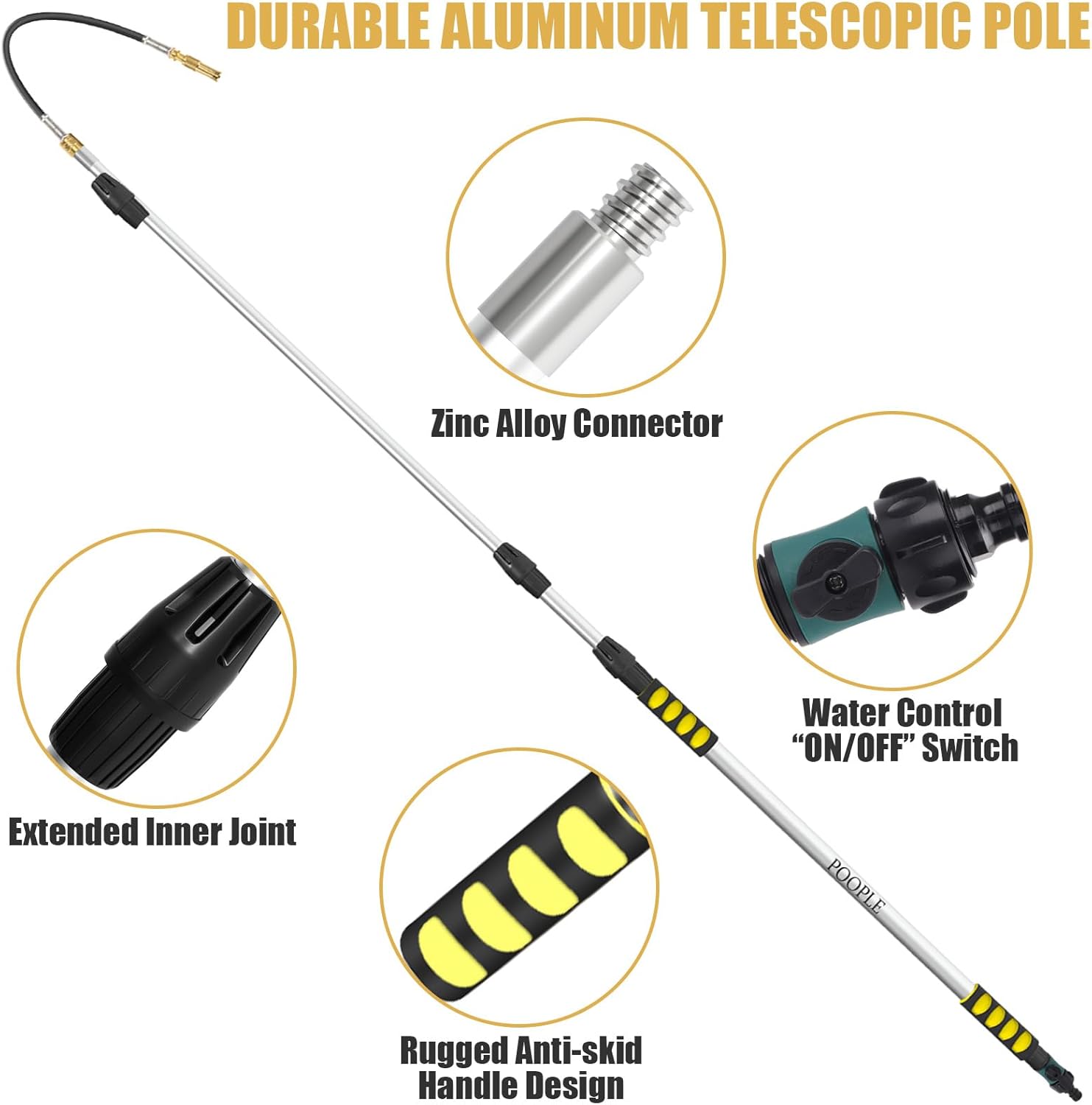 24ft Reach Gutter Cleaning Tools From The Ground, 16ft Telescopic Gutter Cleaner Tools, Rain Gutters Cleaning Tool With Garden Hose Attachment and Bendable Wand - Image 3