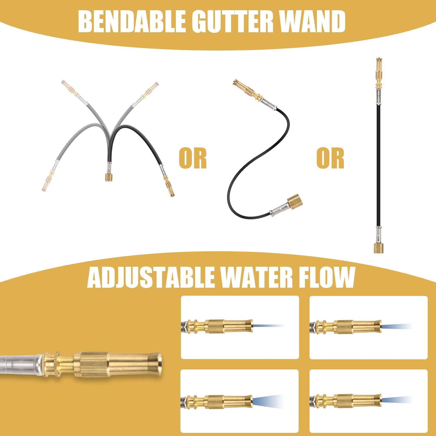 24ft Reach Gutter Cleaning Tools From The Ground, 16ft Telescopic Gutter Cleaner Tools, Rain Gutters Cleaning Tool With Garden Hose Attachment and Bendable Wand - Image 4