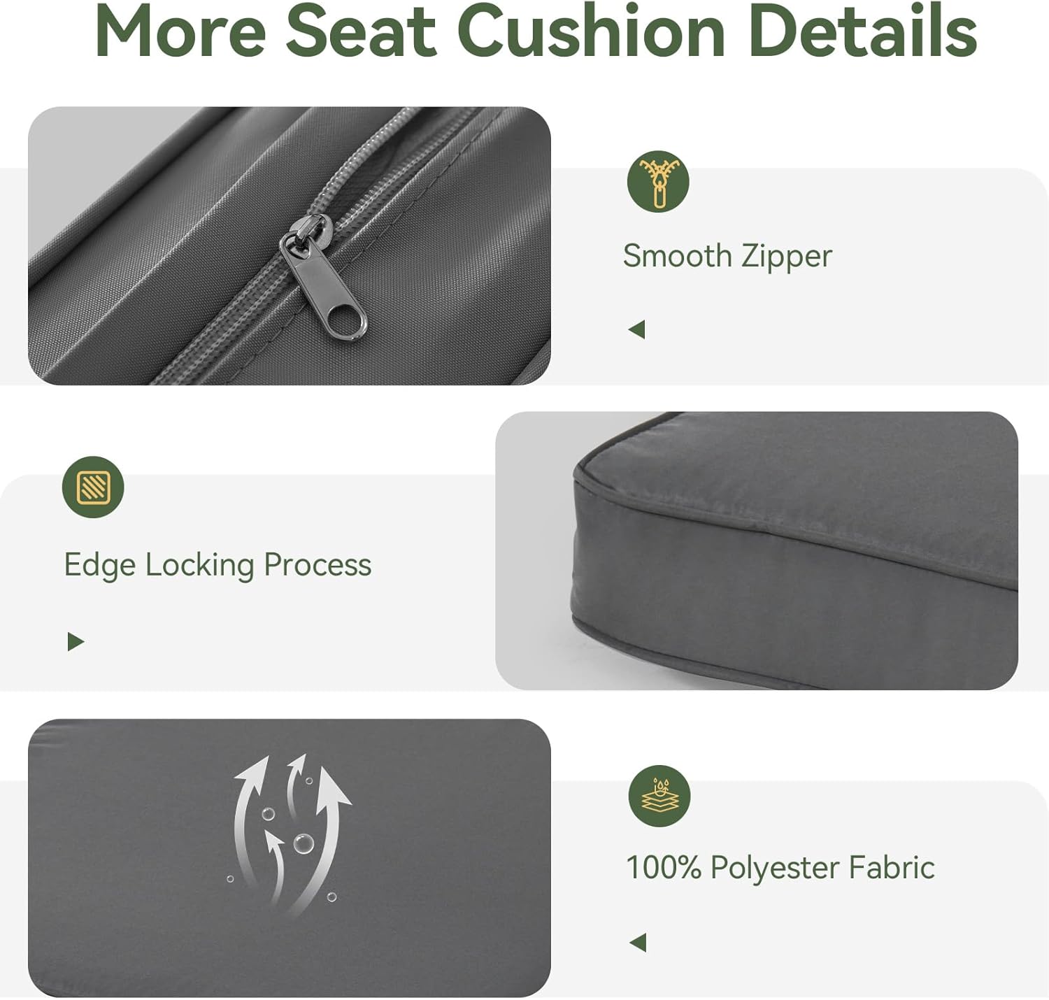 Aoxun Replacement Cushions for Outdoor Furniture, 14-Piece Outdoor Cushions for Patio Furniture, Deep Seat, Waterproof & Fade Resistant Couch Cushion for 6-Seat Patio Conversation Sets, Grey - Image 8