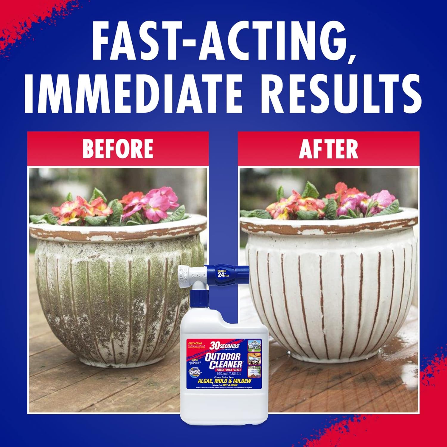 30 SECONDS Outdoor Cleaner 2 Pack with Hose End Sprayer - Cleans Stains from Algae, Mold and Mildew on Vinyl Siding, Deck, Patio, Brick and More - Image 8