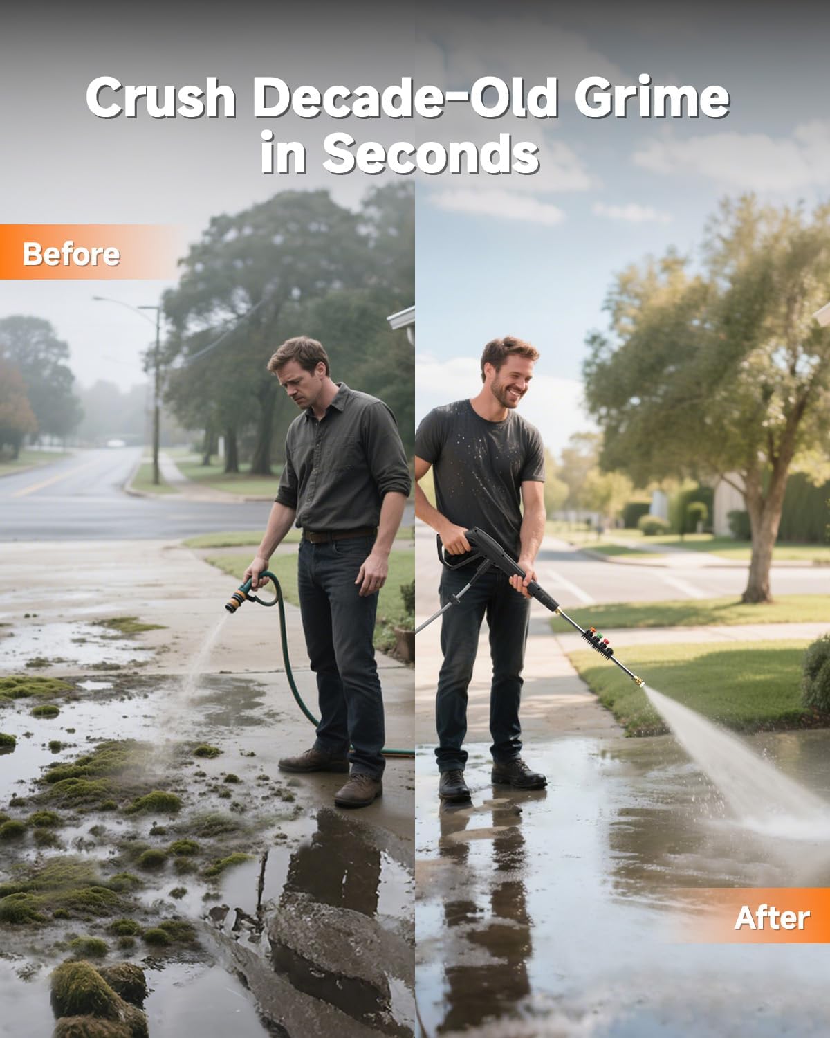 Giraffe Tools Wall Mounted Pressure Washer G30 with Upgraded 1800W Motor, Max 2900 PSI, 2.2 GPM Electric Power Washer with 100ft Retractable Black Pressure Hose, Automatic Rewind, Light Silver - Image 6