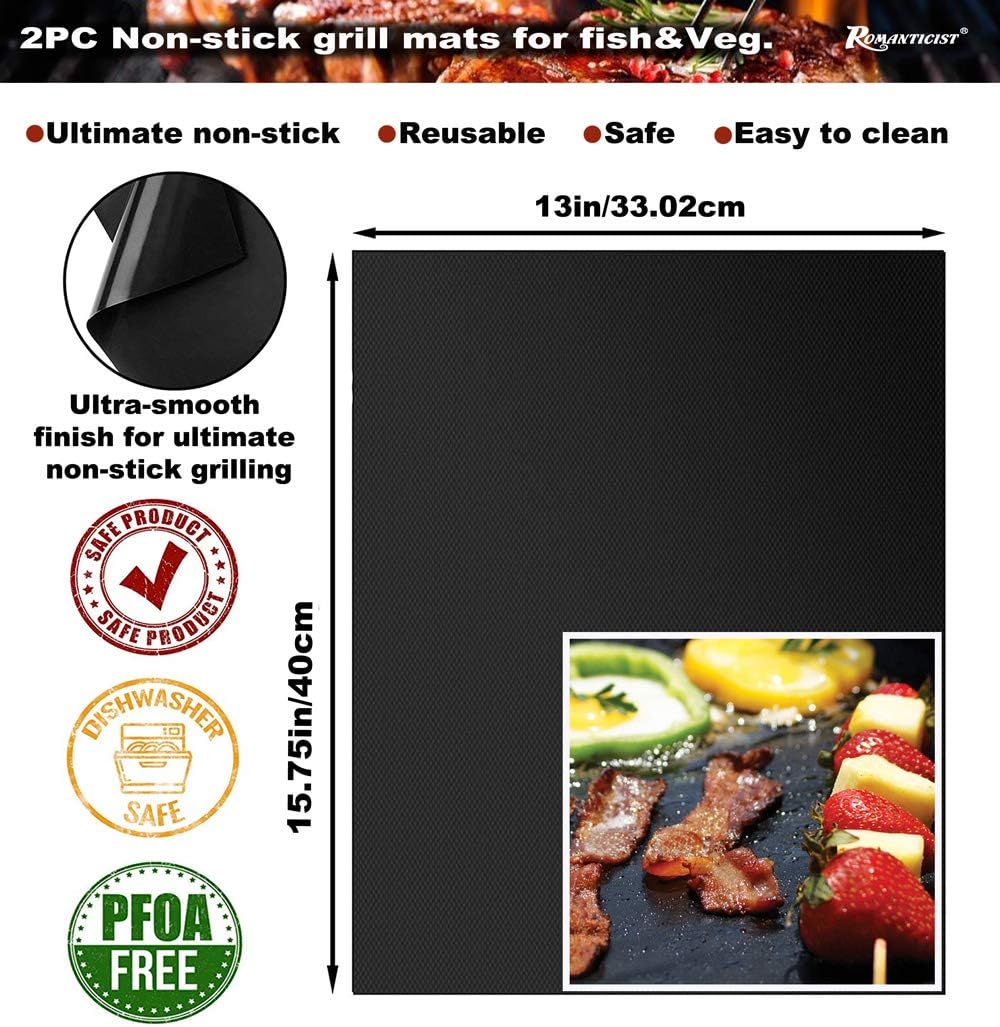 ROMANTICIST 23pcs Must-Have BBQ Grill Accessories Set with Thermometer in Case - Stainless Steel Barbecue Tool Set with 2 Grill Mats for Backyard Outdoor Camping - Father's Day Best Barbecue Gift - Image 5