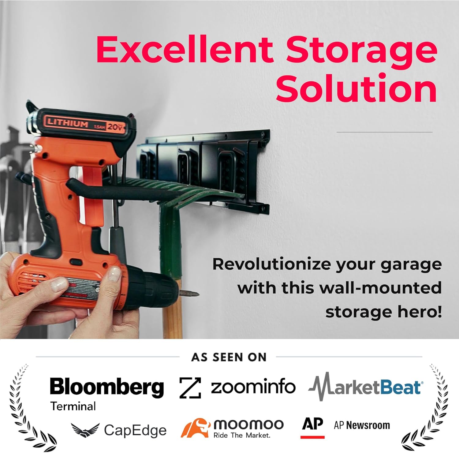 TIDYME Garage Tool Organizer Wall Mount - 48 inches - Sturdy Storage Rack with Adjustable Hooks, Anti-Rust - Easy Installation, 300lbs Capacity - Garden Tool Organizer (03 Racks & 06 Hooks) - Image 2