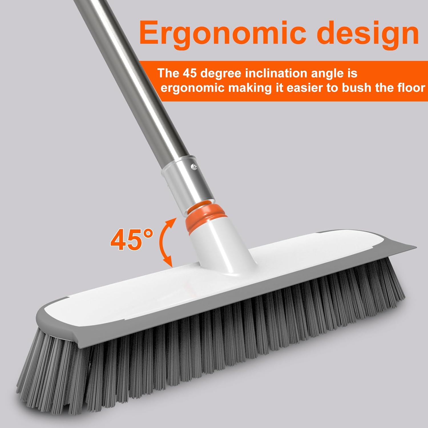 Heavy Duty Floor Scrub Brush and Grout Cleaner Tool with Long Handle Deck Brush with Stiff Bristles Outdoor Scrubber for Cleaning Deck Tile Kitchen Swimming Pool Bathroom(2 Pack Brush Head) - Image 6