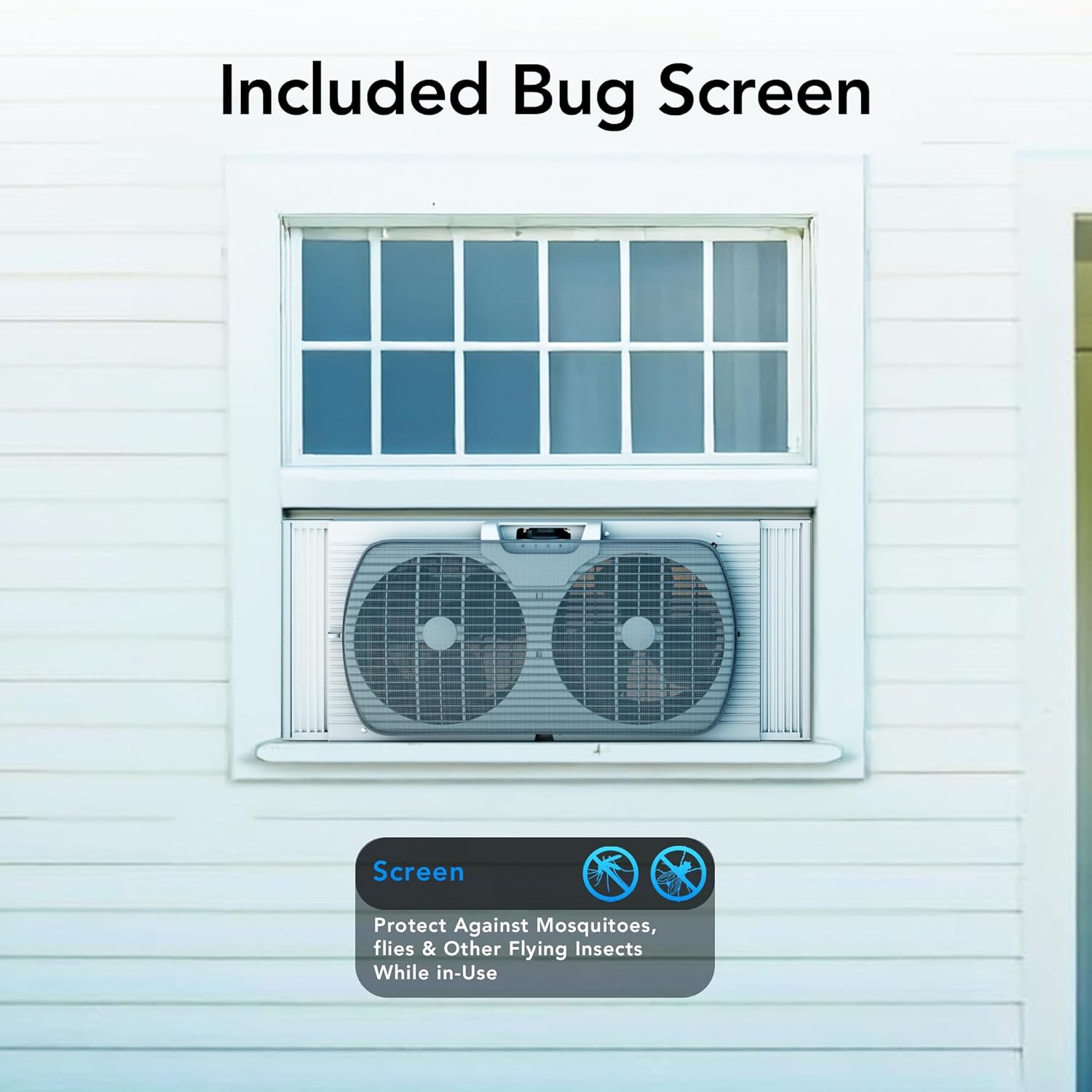 Comfort Zone 9-Inch 3-Speed Reversible Twin Window Fan – Dual Blade Window Exhaust Fan with Auto-Locking Expanders, 22.25" to 33" Wide – Tabletop Feet & Removable Bug Screen included - Image 4