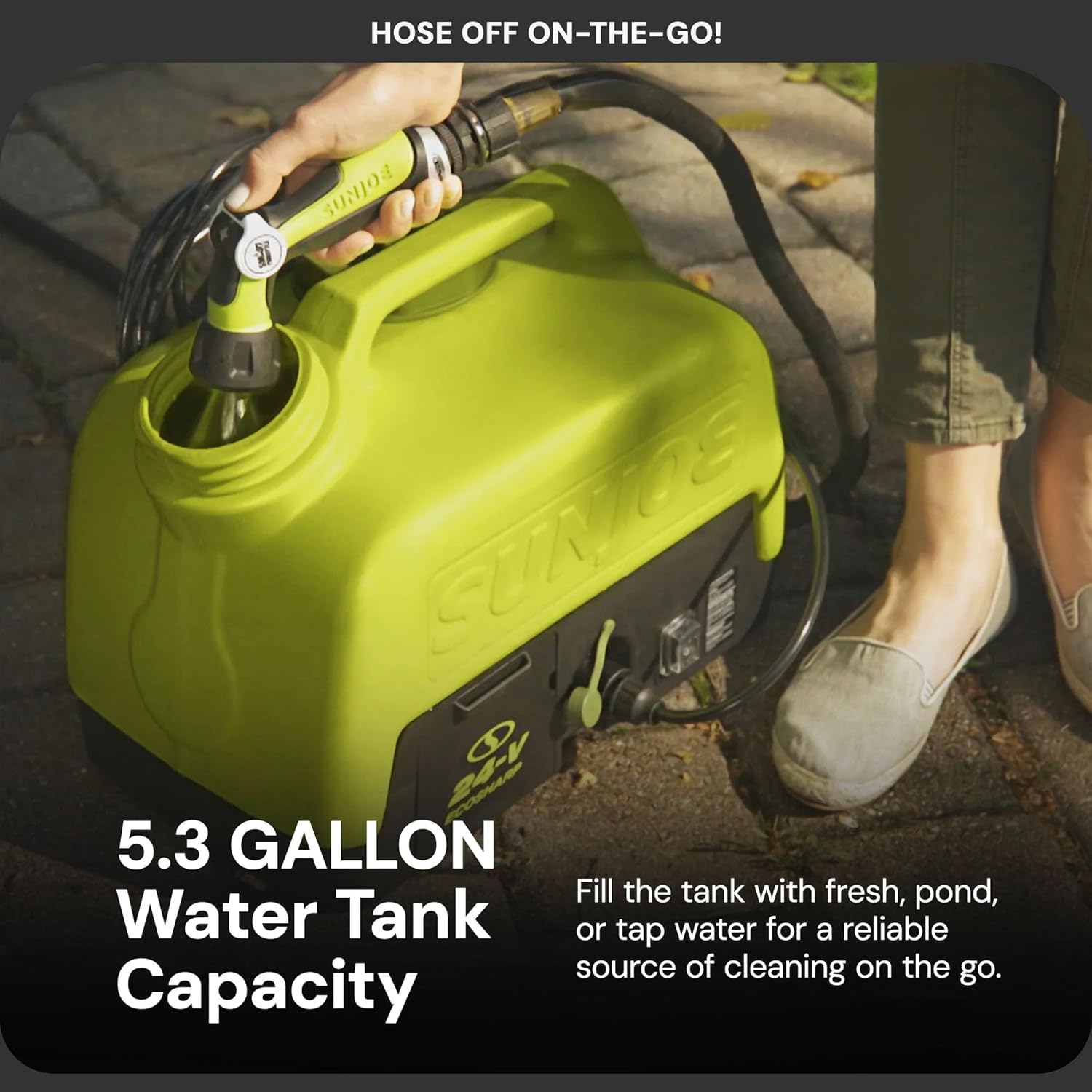 Sun Joe Cordless Electric Pressure Power Washer w/ 2.0Ah Battery, Charger & Adjustable Nozzle, 1.5 GPM, 90W Motor - Heavy-Duty Cleaning Machine for Patios, Decks, Sidewalks & Cars, IONMAX WA24C-LTE - Image 4
