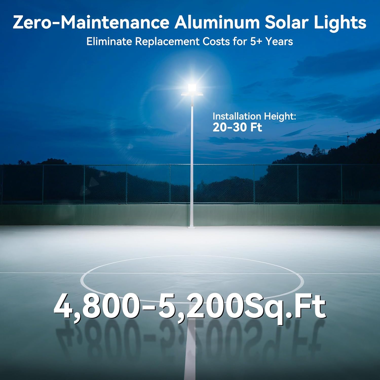 Deepn Solar Street Light 12000W Aluminum Commercial Grade Solar Parking Lot Lights with Motion Sensor & Dusk to Dawn IP67 Waterproof Heavy Duty Security Flood Lights for Street, Yard, SZ4000, 1Pack - Image 2