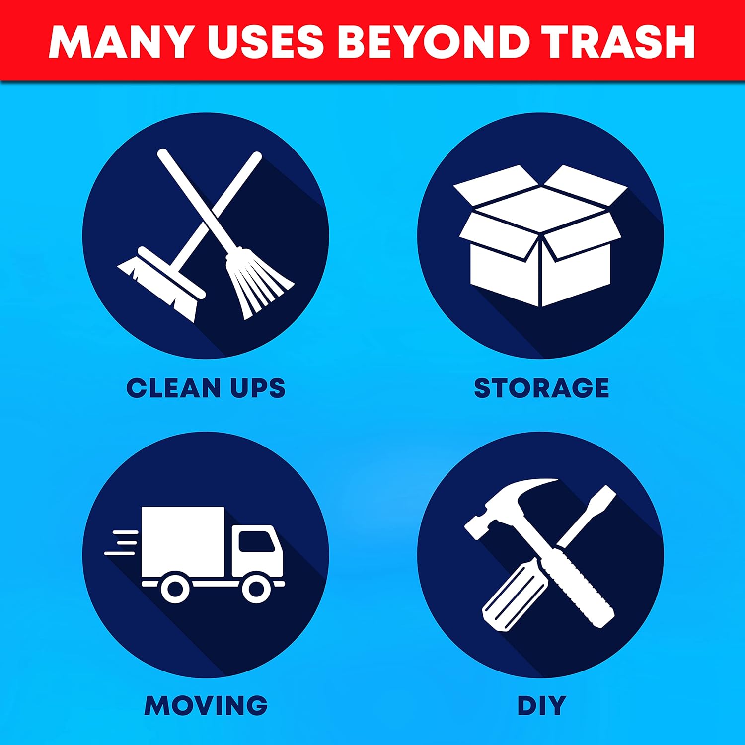 Tasker 44-45 Gallon Trash Bags Heavy Duty, (Value 100 Bags w/Ties) Extra Large Black Trash Bags - 39 Gallon - 40 Gallon - 42 Gallon - 45 Gallon - Large Black Garbage Bags Heavy Duty - Image 4