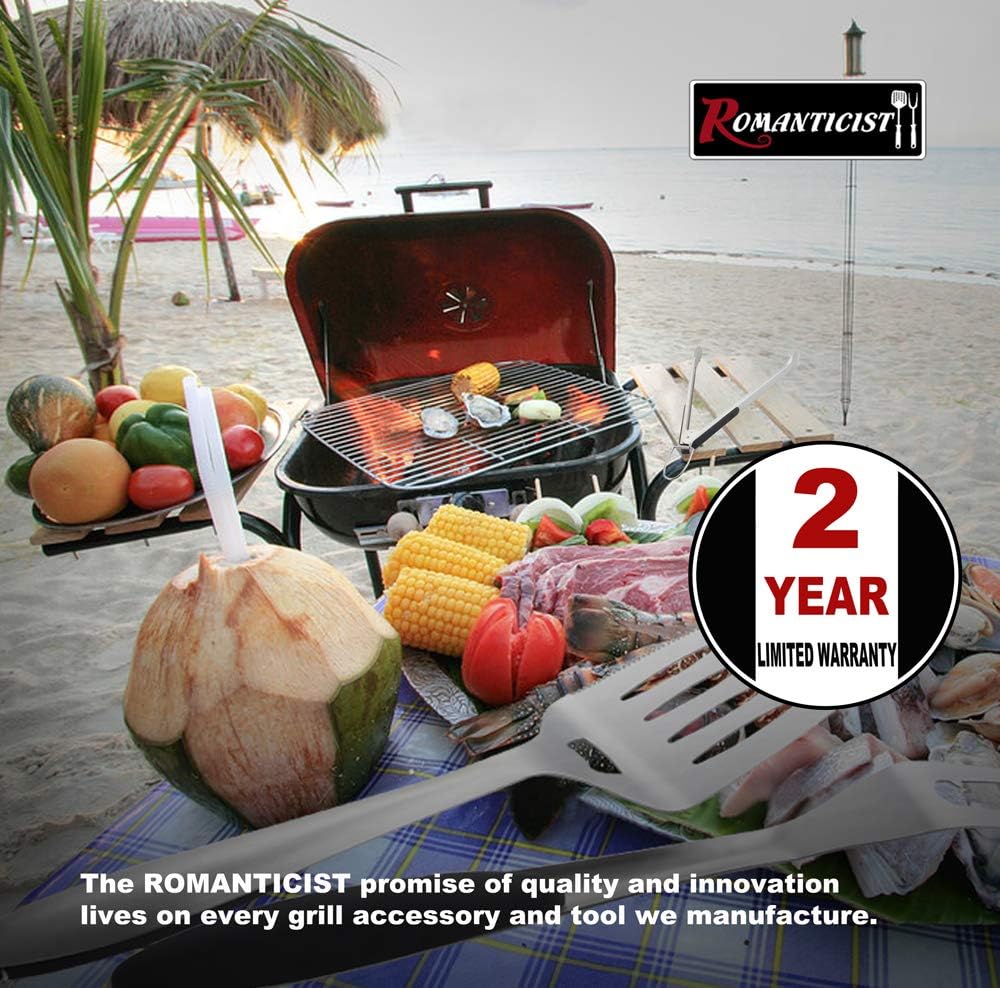 ROMANTICIST 4pcs Heavy Duty Grill Accessories for Top Chef - Professional Grill Tool Set & Basic BBQ Tools for Backyard Restaurant Outdoor Kitchen - Deluxe Grill Gift for Dad on Father’s Day Christmas - Image 6