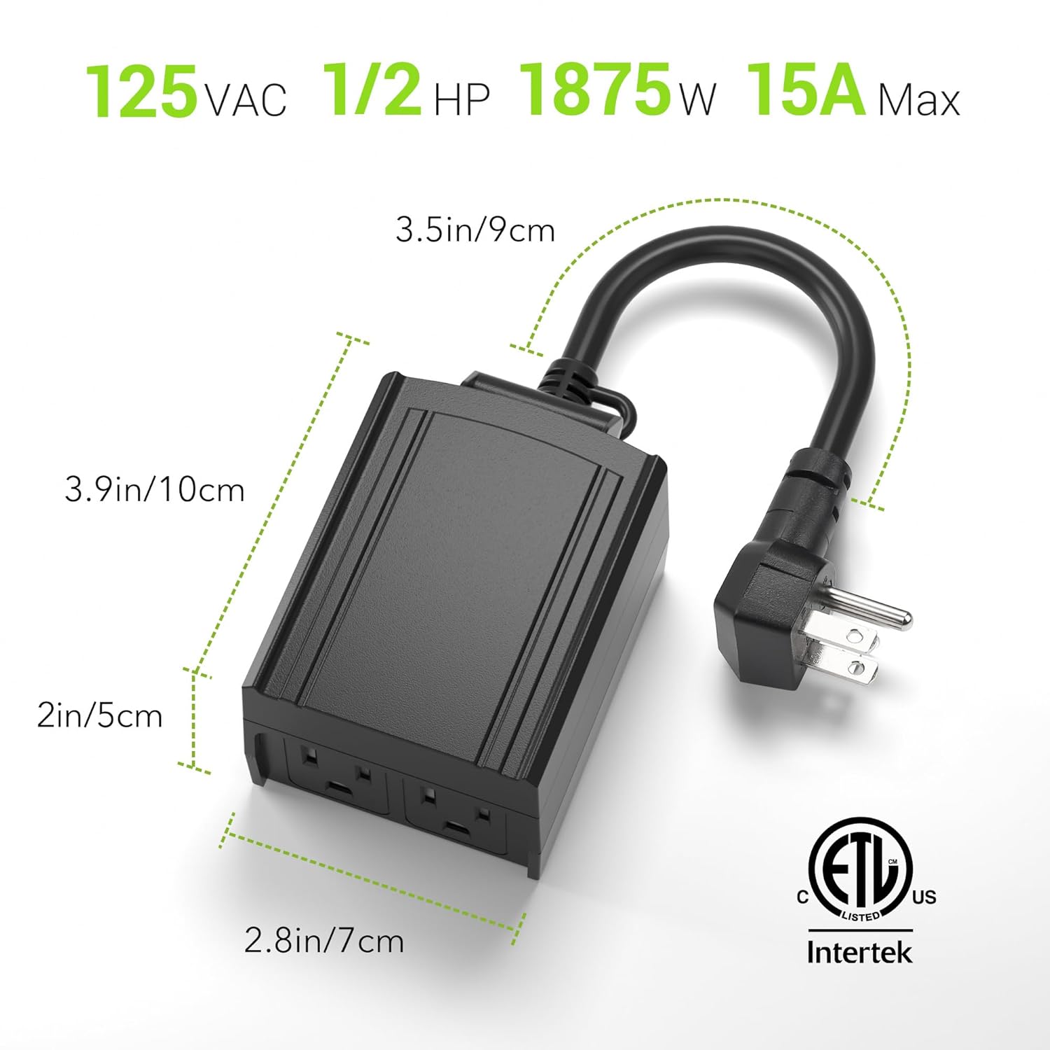 BN-LINK 24 Hour Heavy Duty Mechanical Timer, Outdoor Timer Outlet Waterproof with 30 Minutes Intervals, 2 Grounded Outlets for Christmas Lights Pool Pump,15A 1/2HP, ETL Listed - Image 7