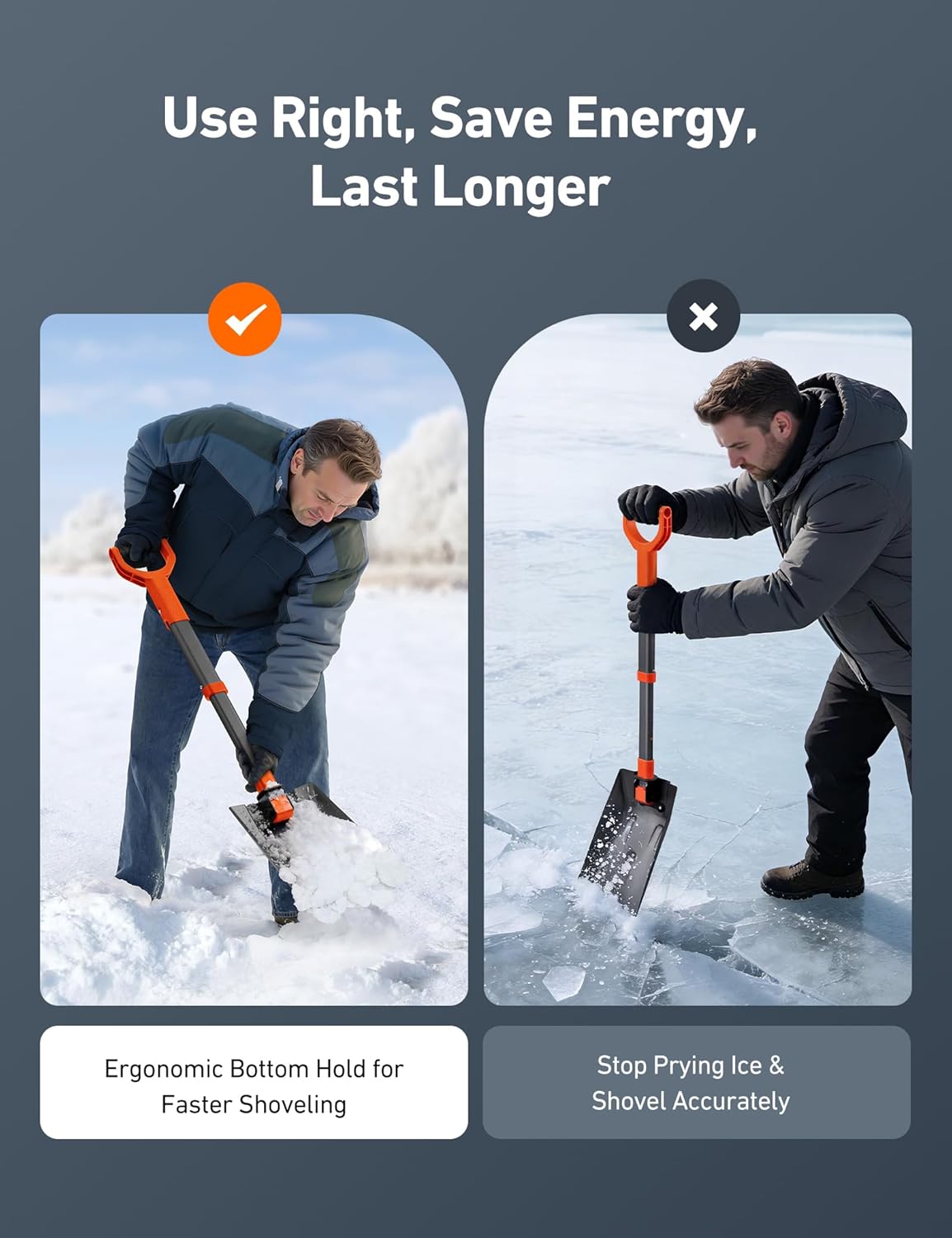 AstroAI 38.4" Folding Snow Shovel for Car, Extendable Snow Shovel with Thickened Aluminum Handle and Reinforced Iron Hinge, Portable and Multifunctional for Driveway, Cars, Camping and Mud, Grey - Image 4
