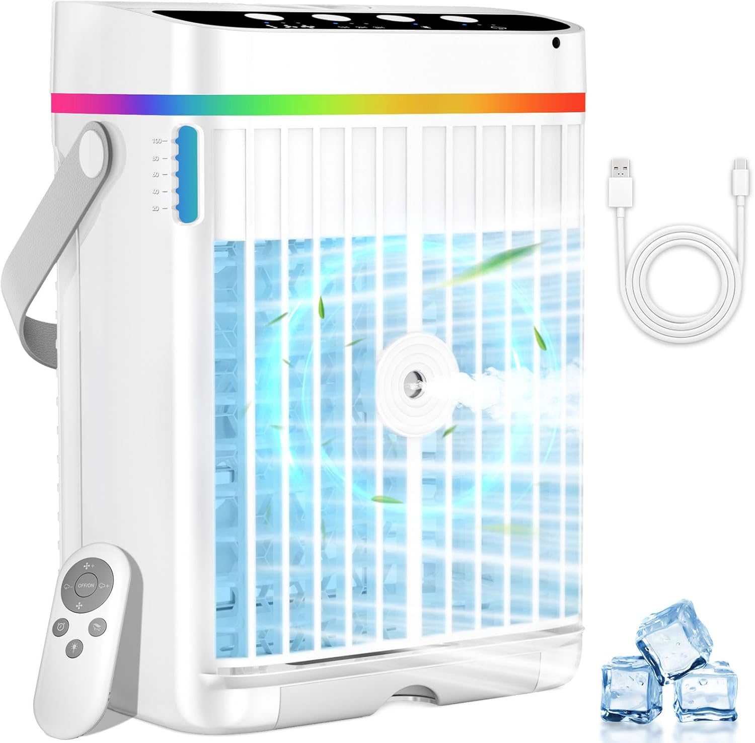 Portable Air Conditioners, 1250ml Mini Air Conditioner Portable Air Cooling Fan Air Cooler Fan with 3 Speeds & 1-3H Timer, Aire Acondicionado Portatil for Bedroom Room Office Desk