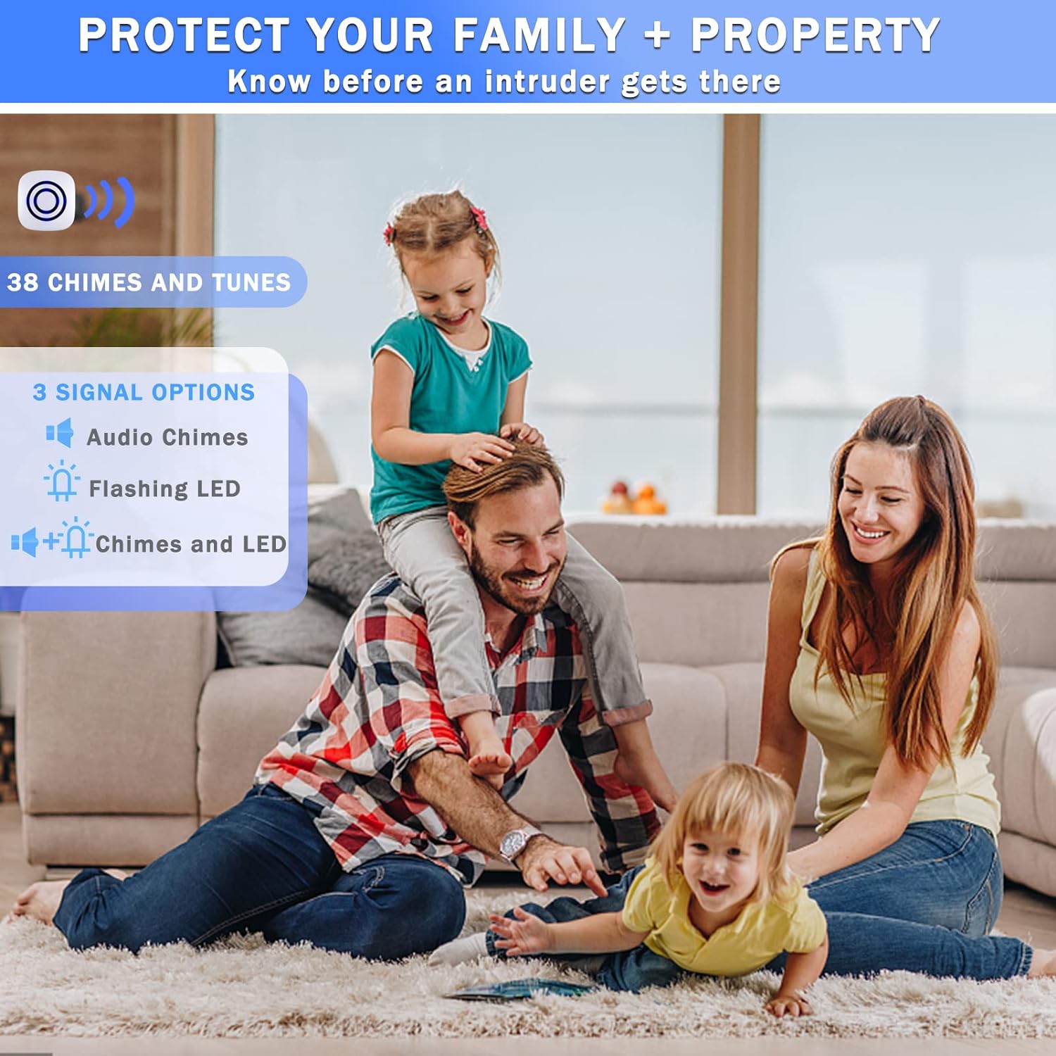 Motion Sensor Alarm,Wireless Driveway Alarm Indoor Home Security Business Detector Alert System -Monitor&Protect Property - 2 Receiver and 3 PIR Sensor-38 Chime Tunes - Image 6