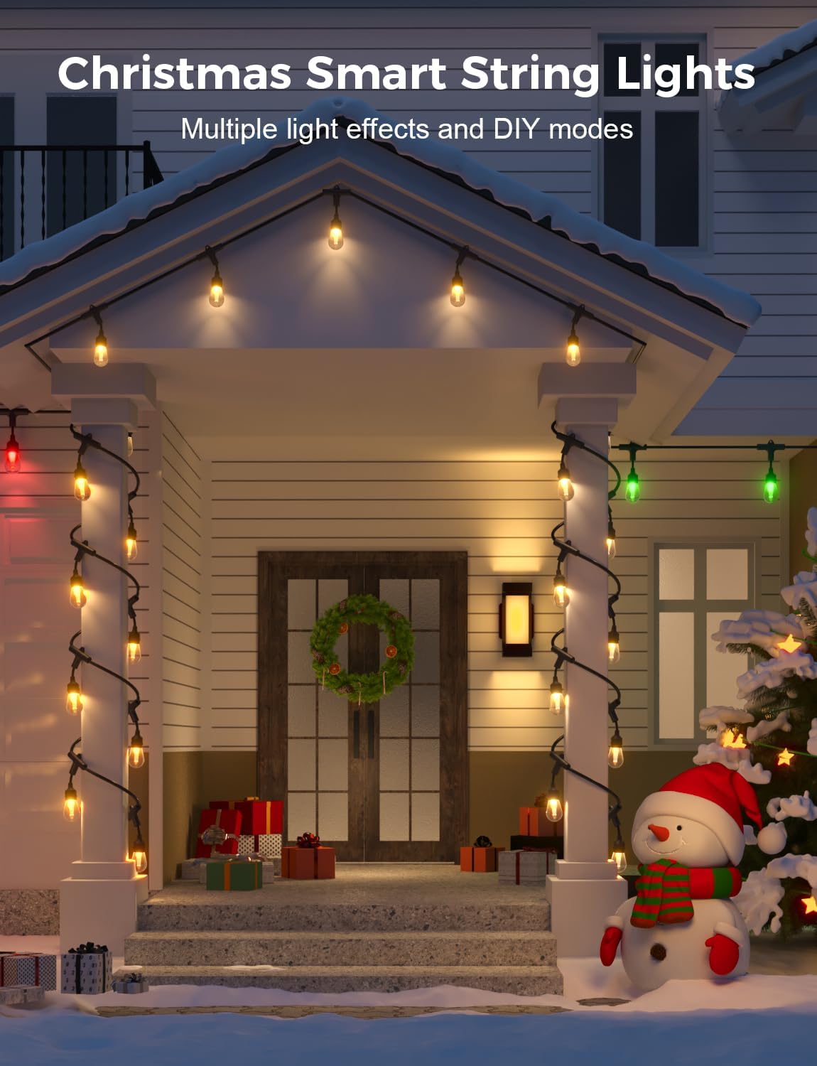 XMCOSY+ Smart Outdoor String Lights, 123Ft Patio Lights Waterproof, App Control, Compatible with Alexa, RGBCWIC Color Changing LED String Light for Outside - Image 4
