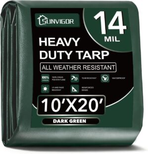 Sunvigor Tarp Waterproof 10x20Ft, E...