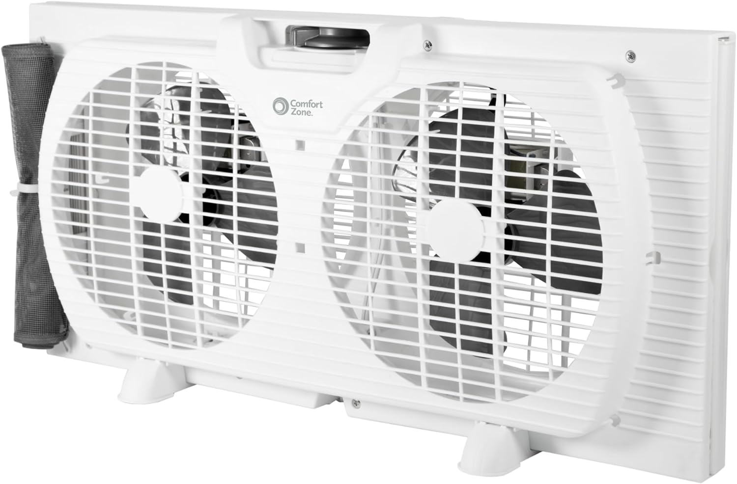 Comfort Zone 9-Inch 3-Speed Reversible Twin Window Fan – Dual Blade Window Exhaust Fan with Auto-Locking Expanders, 22.25" to 33" Wide – Tabletop Feet & Removable Bug Screen included