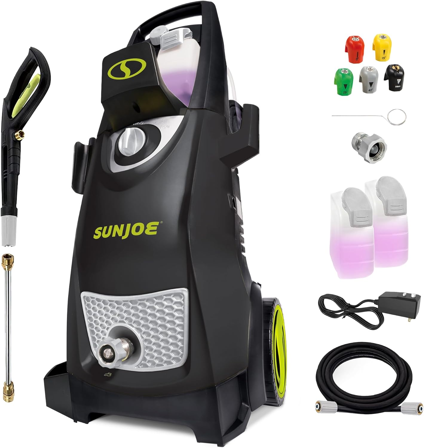 Sun Joe Electric Pressure Power Washer, Heavy-Duty 2500 Max PSI (2030 PSI PWMA Rated), Cleaning Machine for Patios, Decks, & Sidewalks, Safety First GFCI Power Cord, w/Dual Soap Tanks, SPX3000