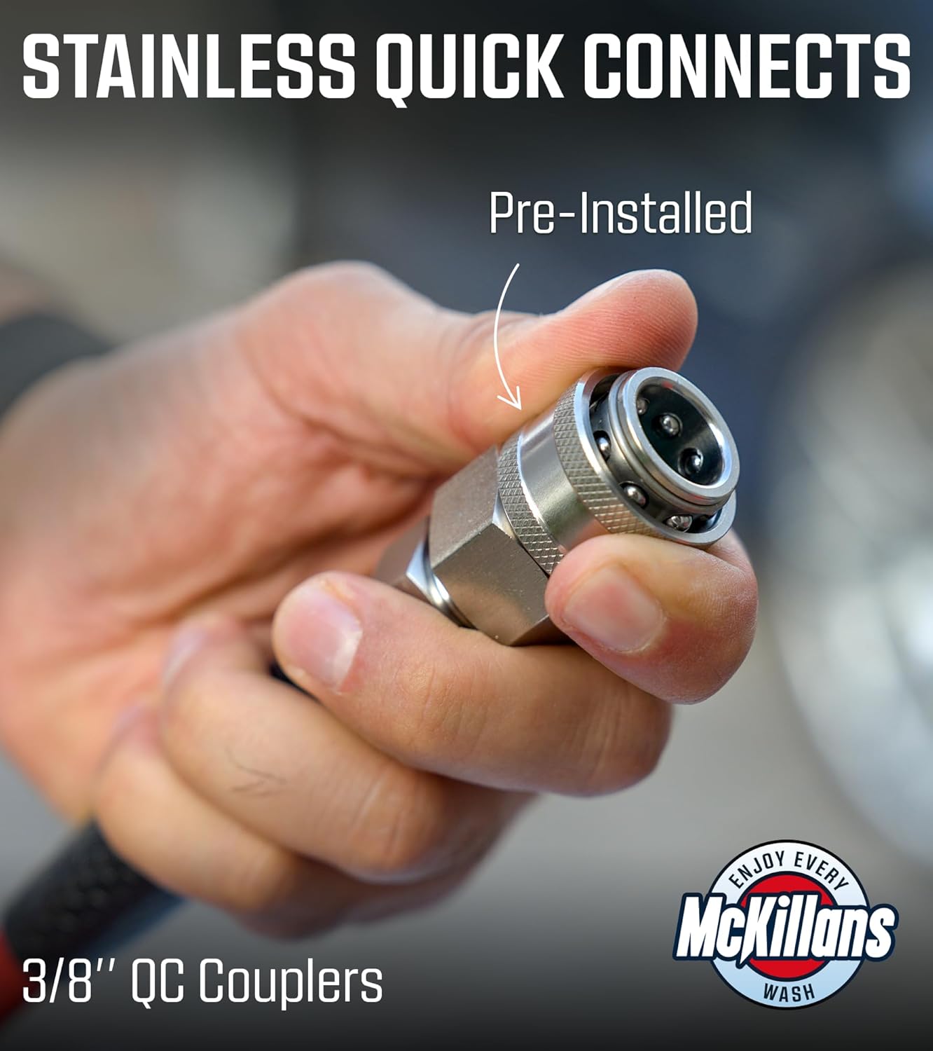 McKillans® QC Installed Pressure Washer Hose 50 ft - Flexible & Kink-resistant - Steel-Braided & Durable- 3/8" QC Pre-Installed Stainless Steel - Power Washer Hose - High Pressure 1/4" Inner Diameter - Image 3