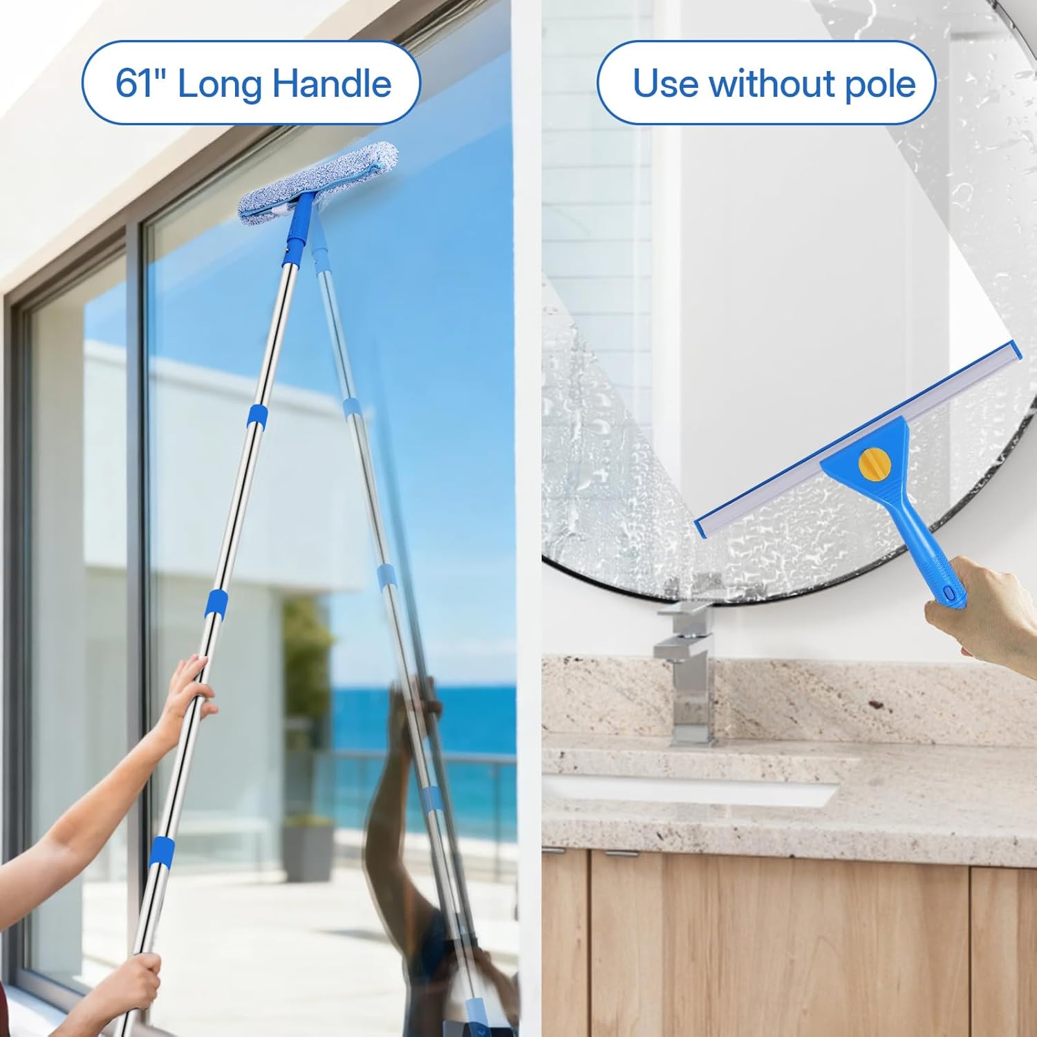 Window Cleaning Kit with Bucket 3 Gallon, 14" Window Squeegee and 15" Scrubber with 61" Long Handle, Professional Window Washing Equipment Cleaner Tool for Home Outdoor Commercial Use - Image 5