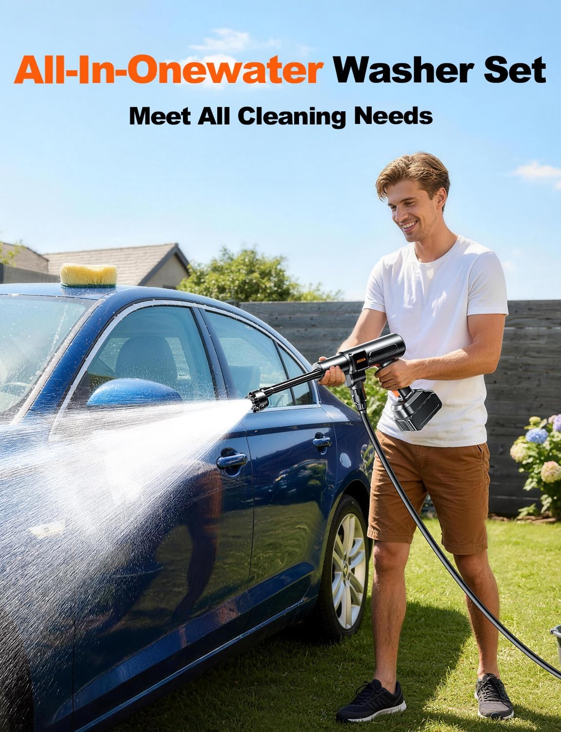 Cordless Pressure Washer Battery Powered,1880 PSI Portable Pressure Washer with 32 FT High-Elastic Hose,21V Pressure Washer for Car or Courtyard,6-in-1 Nozzle,Multi-Level Water Pressure Adjustment - Image 5