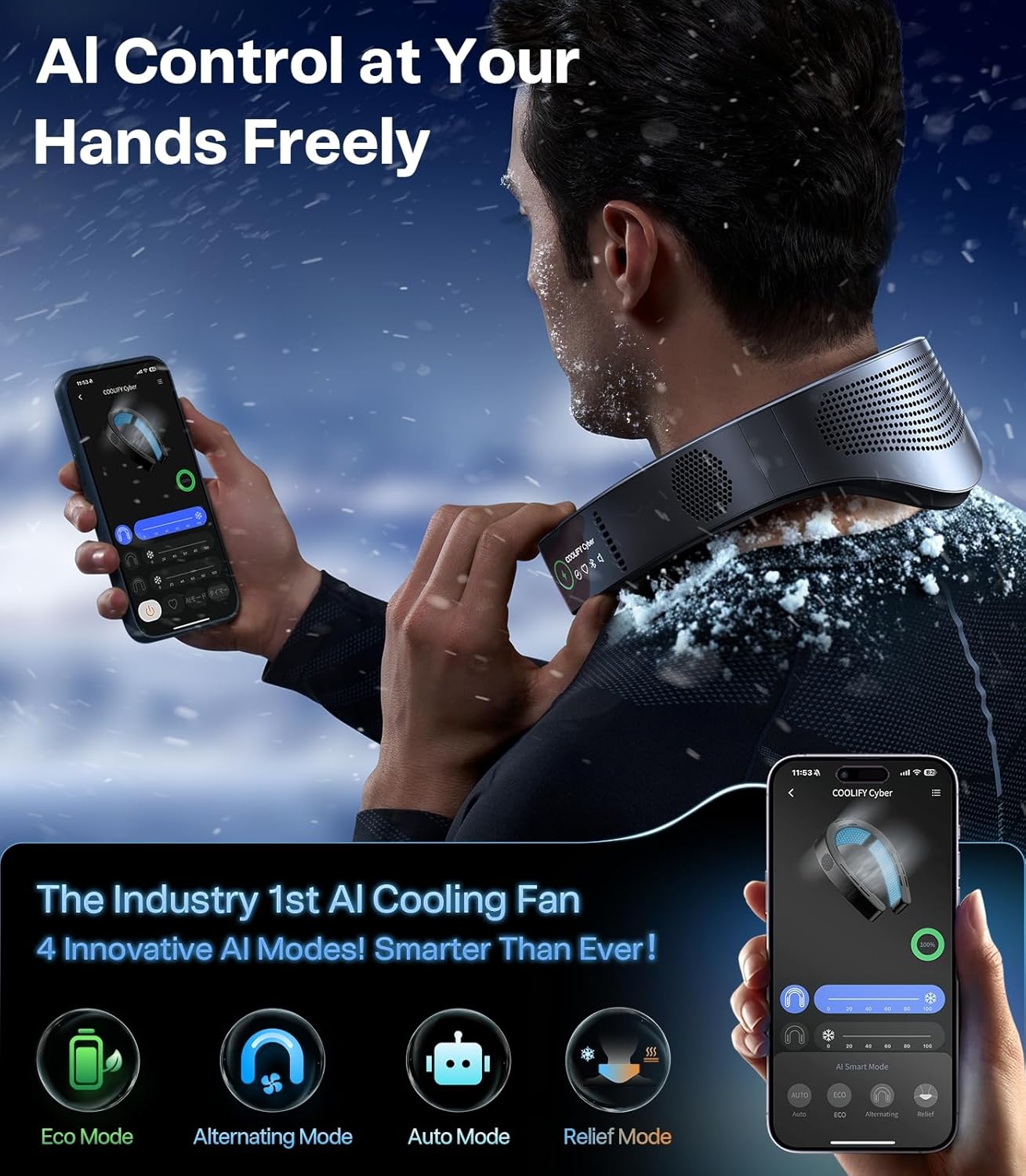 TORRAS COOLiFY Cyber 2026 Flagship AI Neck Air Conditioner, Ultimate Immersive Cooling Portable Neck Fan【No.1 Coolest & Max Cooling Area】 Neck Fans that Blow Cold Air 6000 mah Rechargeable for Gift - Image 7