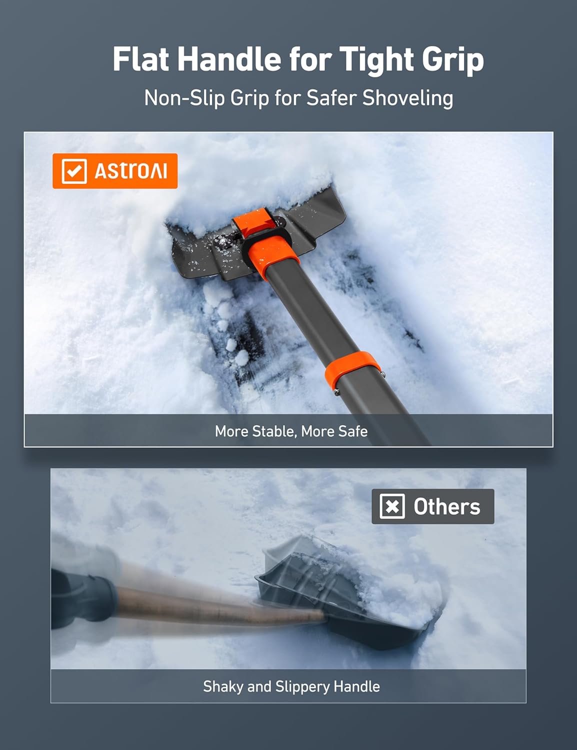 AstroAI 38.4" Folding Snow Shovel for Car, Extendable Snow Shovel with Thickened Aluminum Handle and Reinforced Iron Hinge, Portable and Multifunctional for Driveway, Cars, Camping and Mud, Grey - Image 6