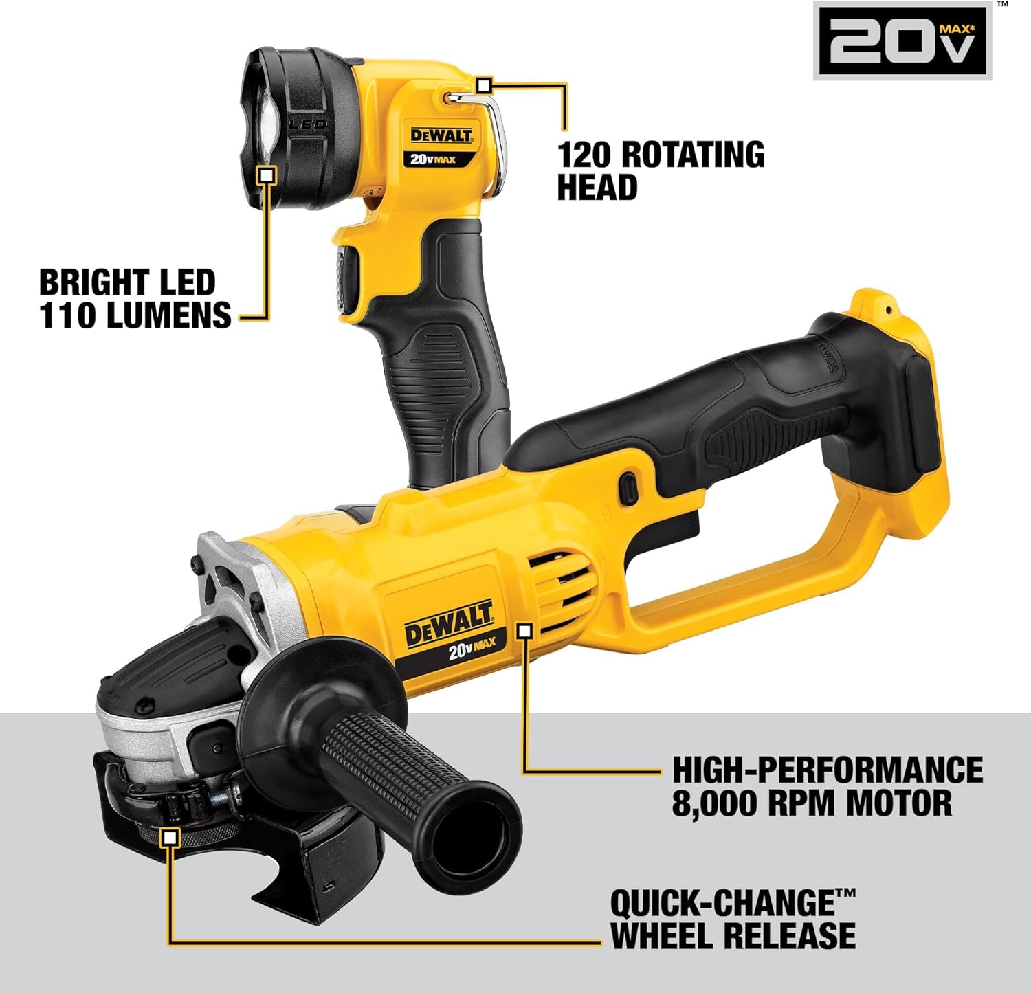 DEWALT 20V MAX Power Tools, 9 Cordless Tool Combo, Impact and Drill Driver, Oscillating Tool, Grinder,Circular and Reciprocating Saw,Right Angle Drill,Speaker,LED Light, 2 Batteries,Charger (DCK940D2) - Image 4