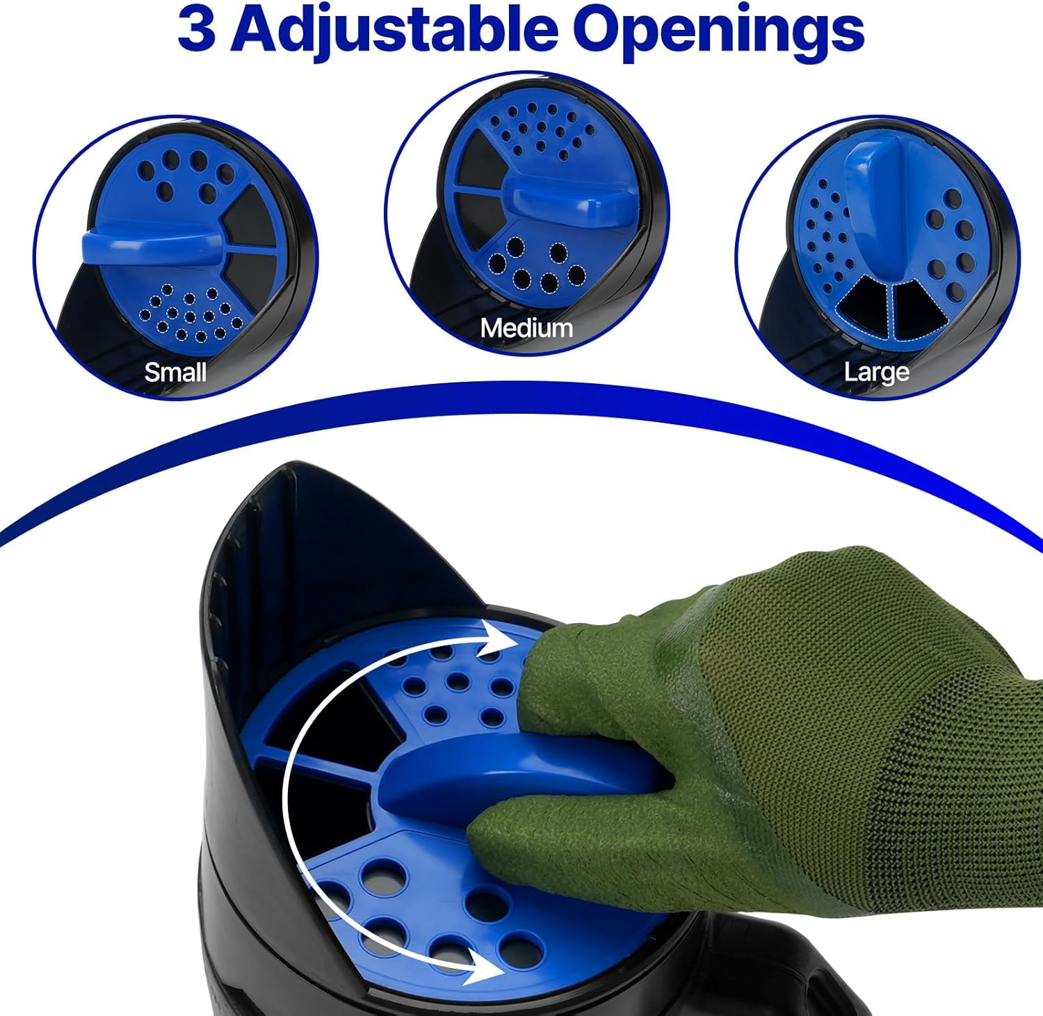 3-Adjustable-Setting Handheld Spreader, Multi-Use Lawn Spreaders for Fertilizer, Grass Seed, Salt and Ice Melt, Portable Spreader for Yard and Garden Snow Removal - Up to 80 Oz - Image 3