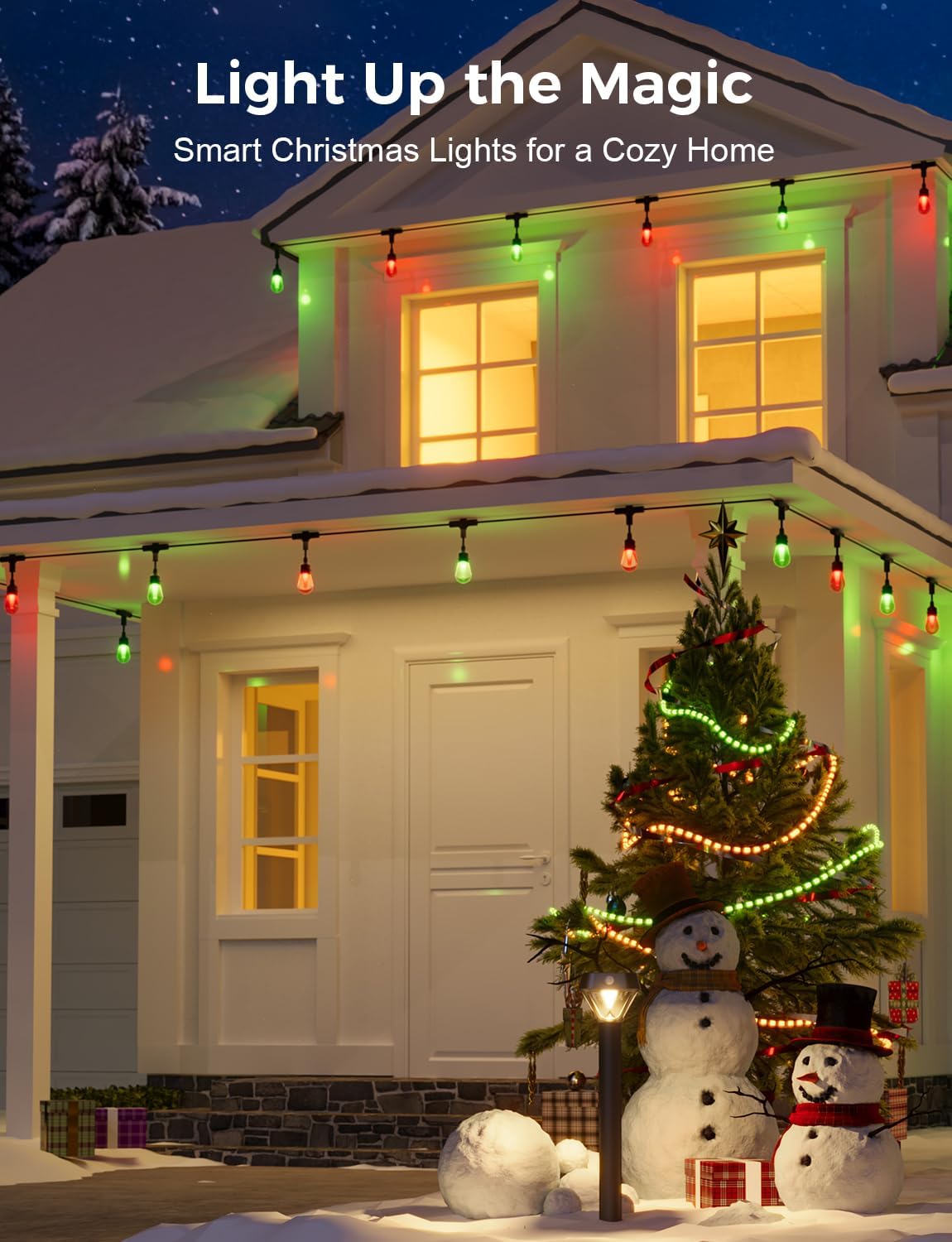 XMCOSY+ Smart Outdoor String Lights, 123Ft Patio Lights Waterproof, App Control, Compatible with Alexa, RGBCWIC Color Changing LED String Light for Outside - Image 3