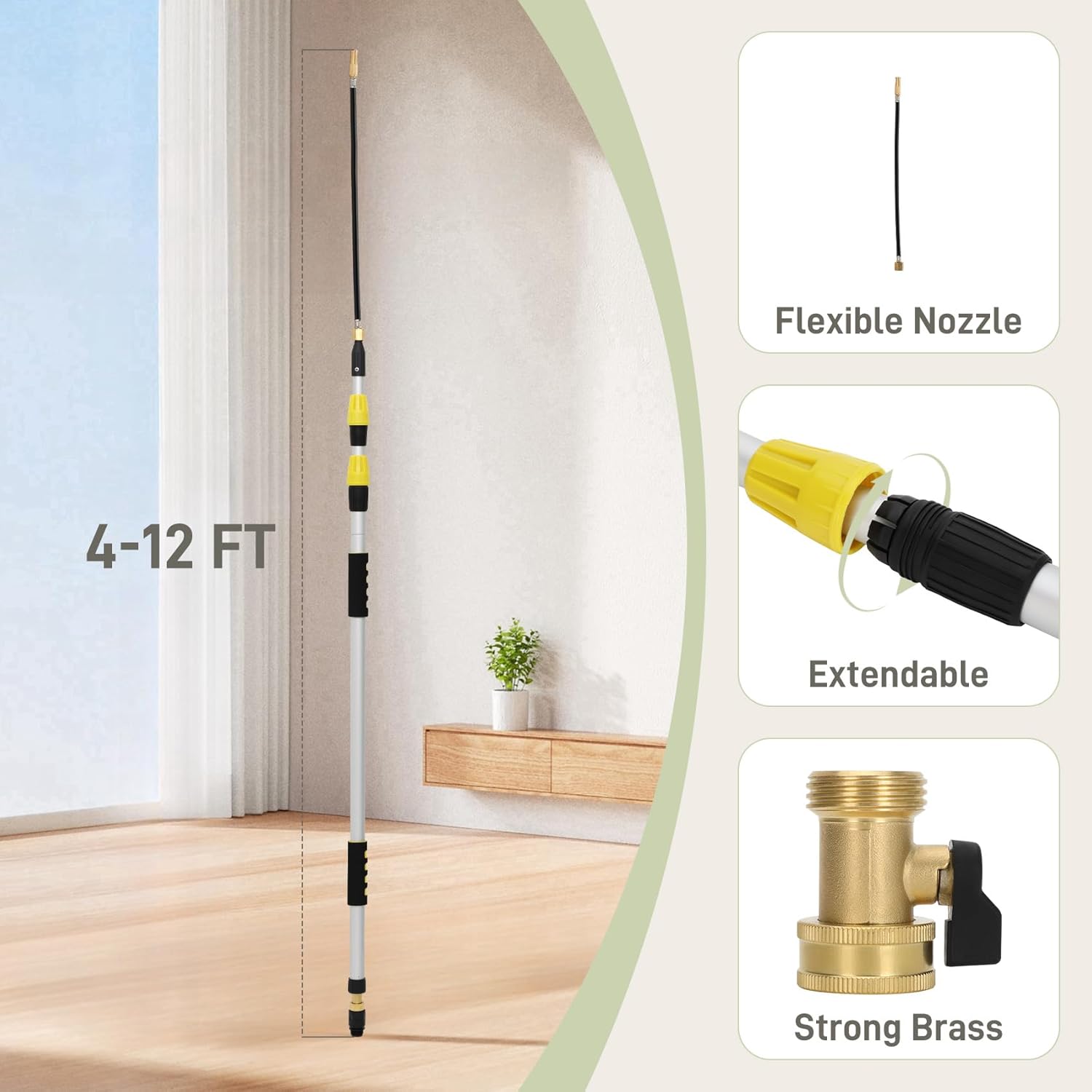20FT Heavy Duty Telescopic Gutter Cleaner System – Professional Gutter Cleaning Tools from the Ground with Quick-Connect Adapter & Ergonomic Wand for 2-Story Homes, Roof Maintenance, and Clog Removal - Image 3